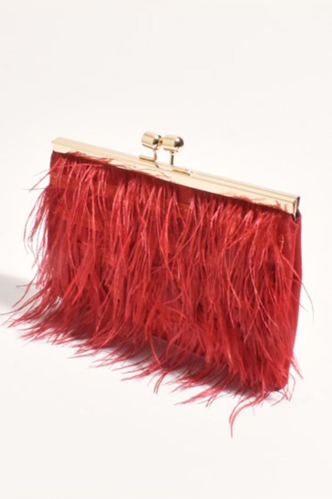 Cher Feather Floaty Clutch - Red-Bags & Clutches-Adorne-The Bay Room