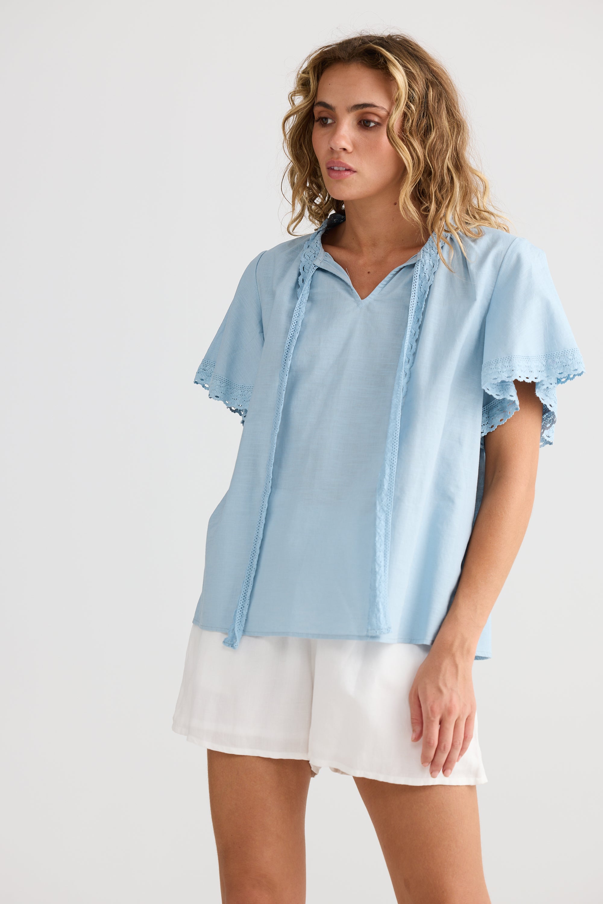 Cherri Top - Light Blue-Tops-Talisman-The Bay Room