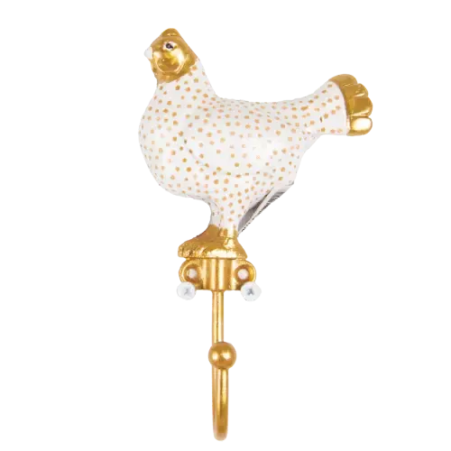 Chicken Pewter Hook - Cream-Wall Decor-DWBH-The Bay Room
