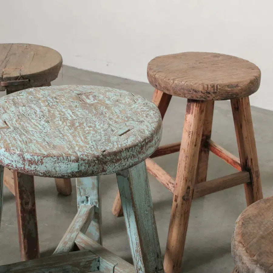 Chinese Workers Stool Round-Furniture-Indigo Love-The Bay Room