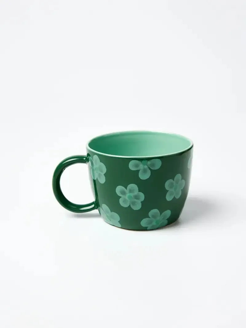 Chino Mug Daisy Green-Dining & Entertaining-Jones & Co-The Bay Room