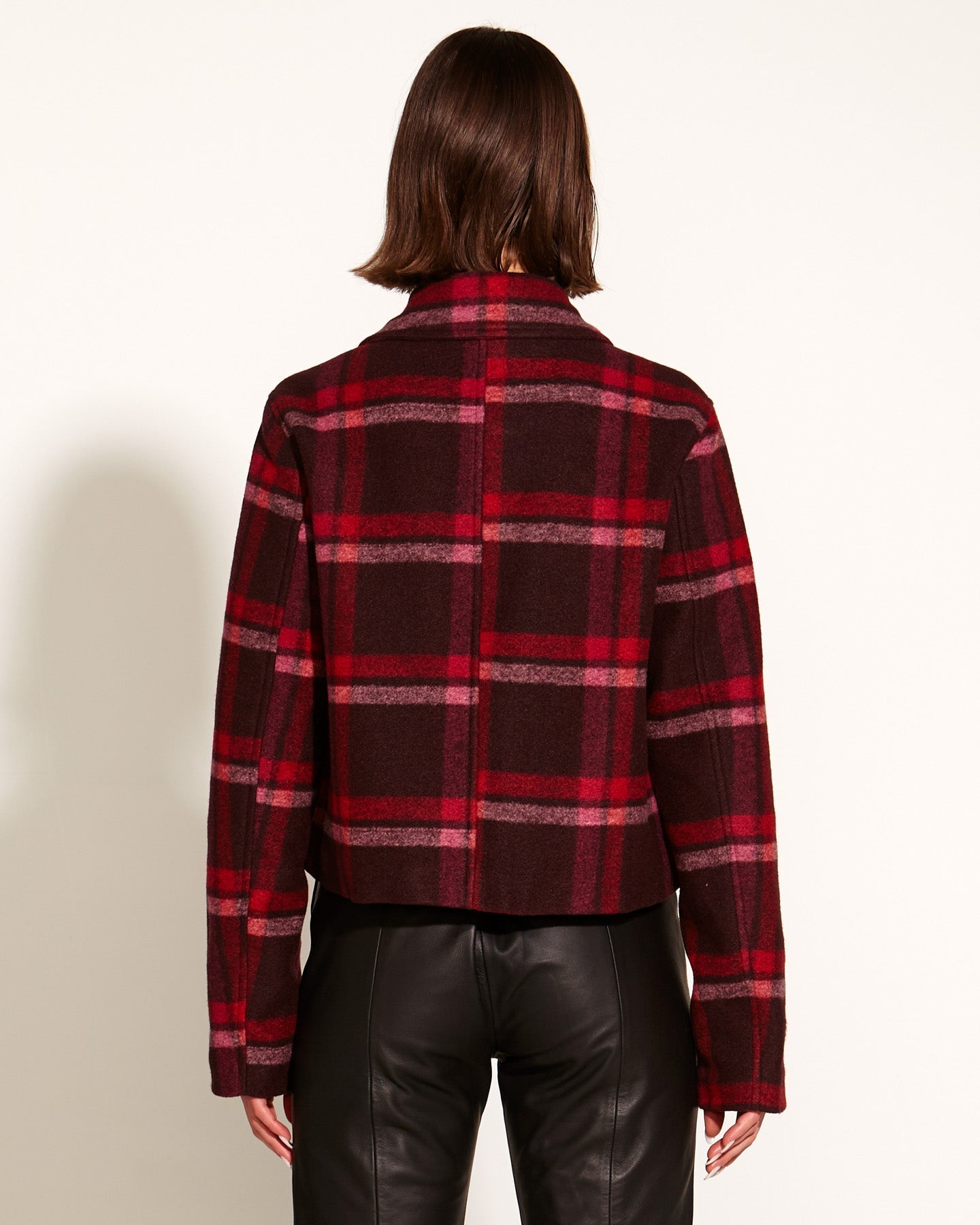 Choose You Cropped Military Jacket - Pink Red Check-Jackets, Coats & Vests-Fate + Becker-The Bay Room