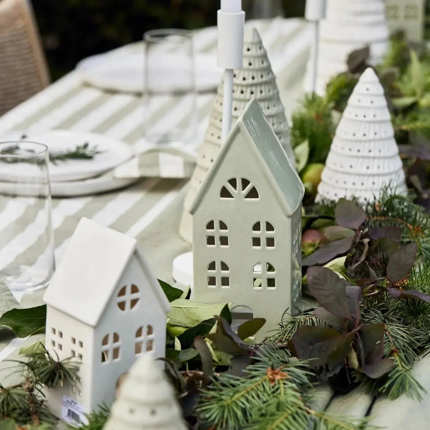 Christmas House Sage Speckle Table Decoration 10.5x9x23cm-Christmas-Madras Link-The Bay Room