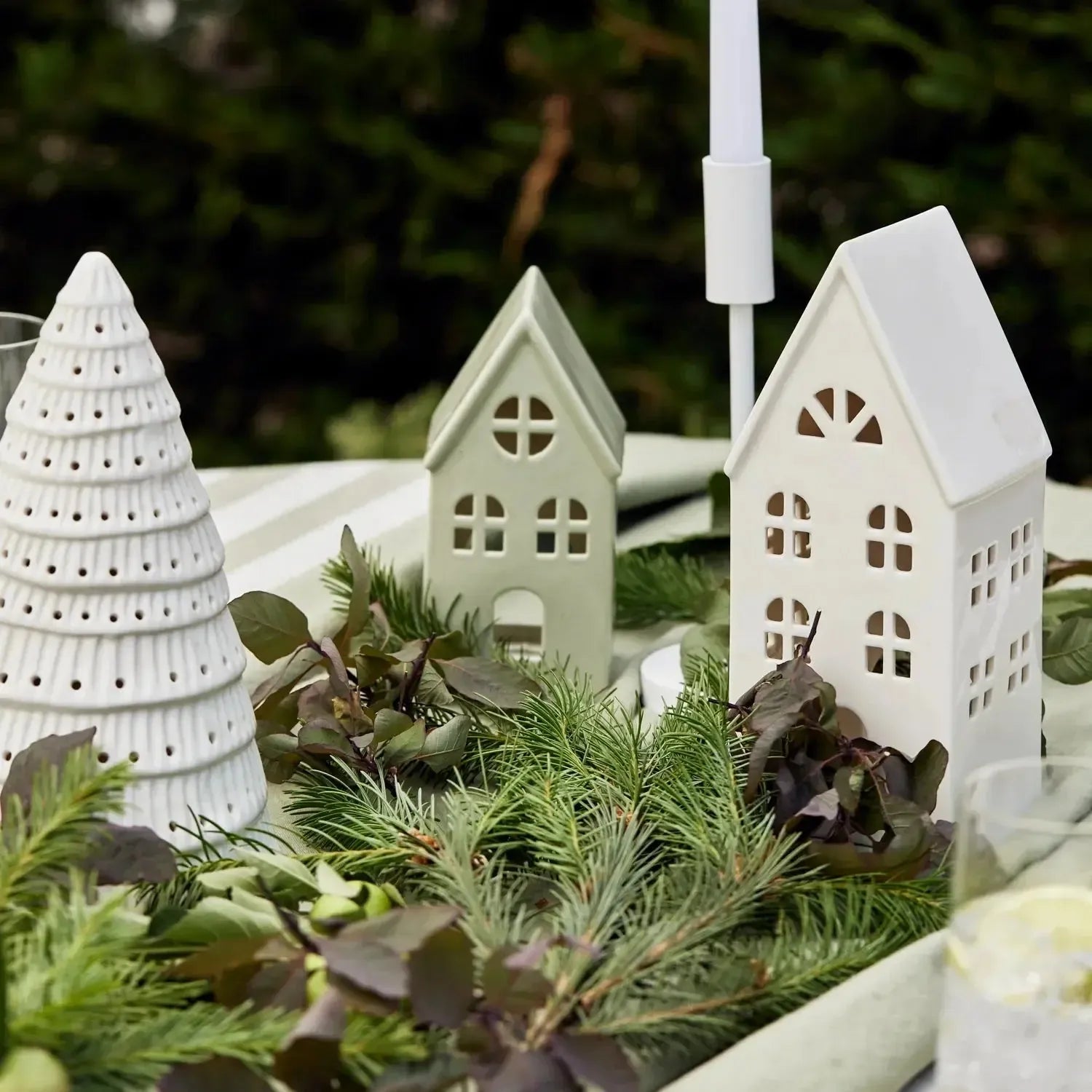 Christmas House Sage Speckle Table Decoration 8.5x8.5x17cm-Christmas-Madras Link-The Bay Room