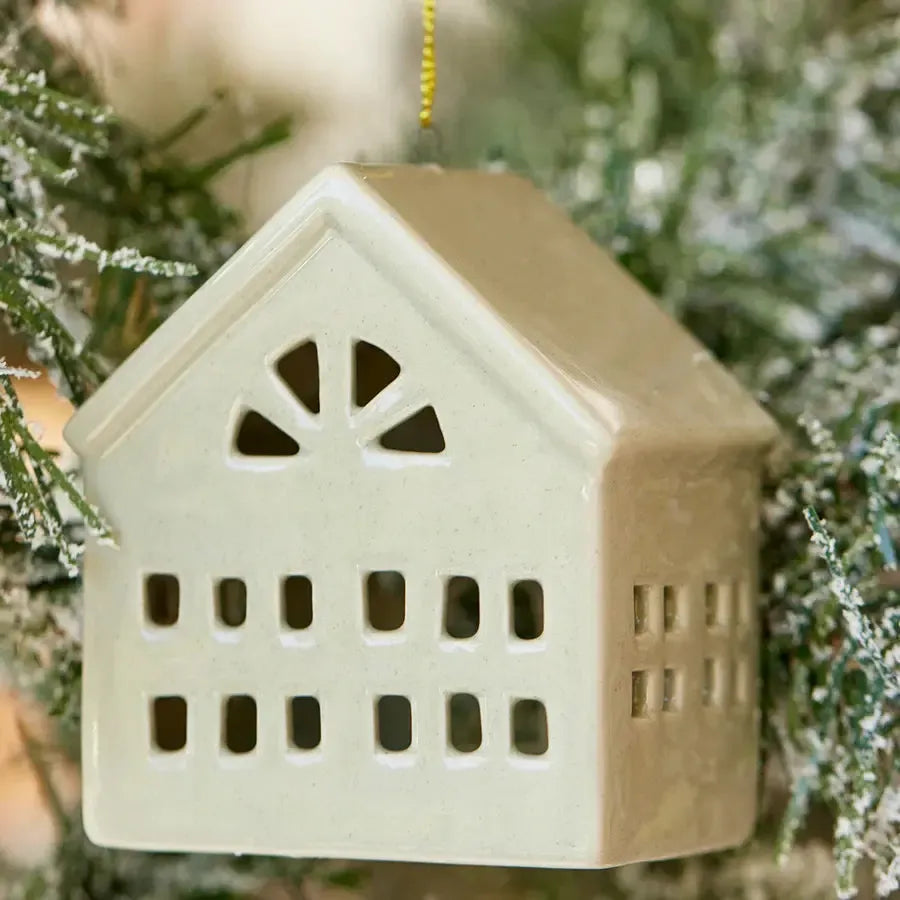 Christmas House Sage Speckle Tree Decoration 8x6.2x9.3cm-Christmas-Madras Link-The Bay Room