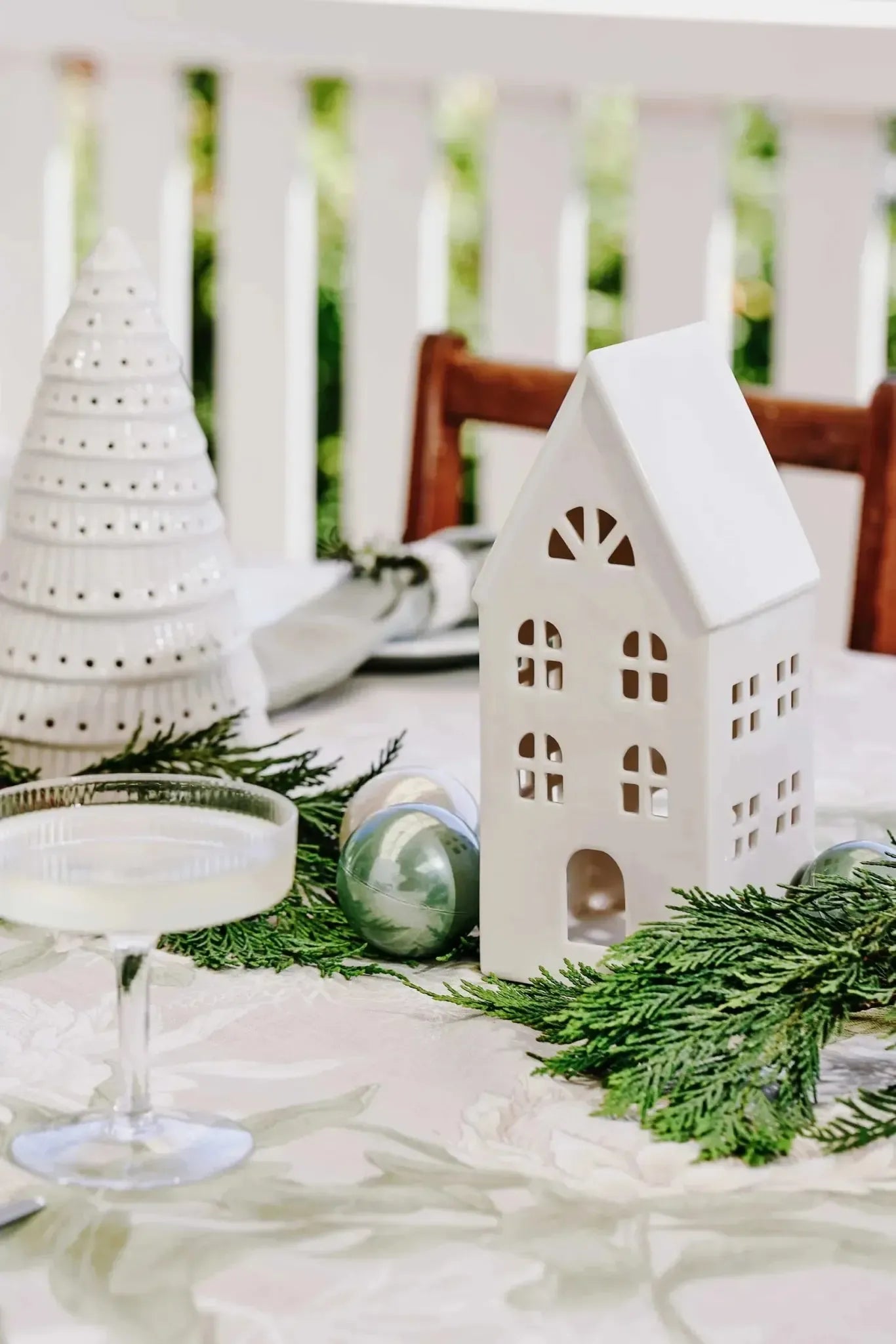 Christmas House White Table Decoration 10.5x9x23cm-Christmas-Madras Link-The Bay Room