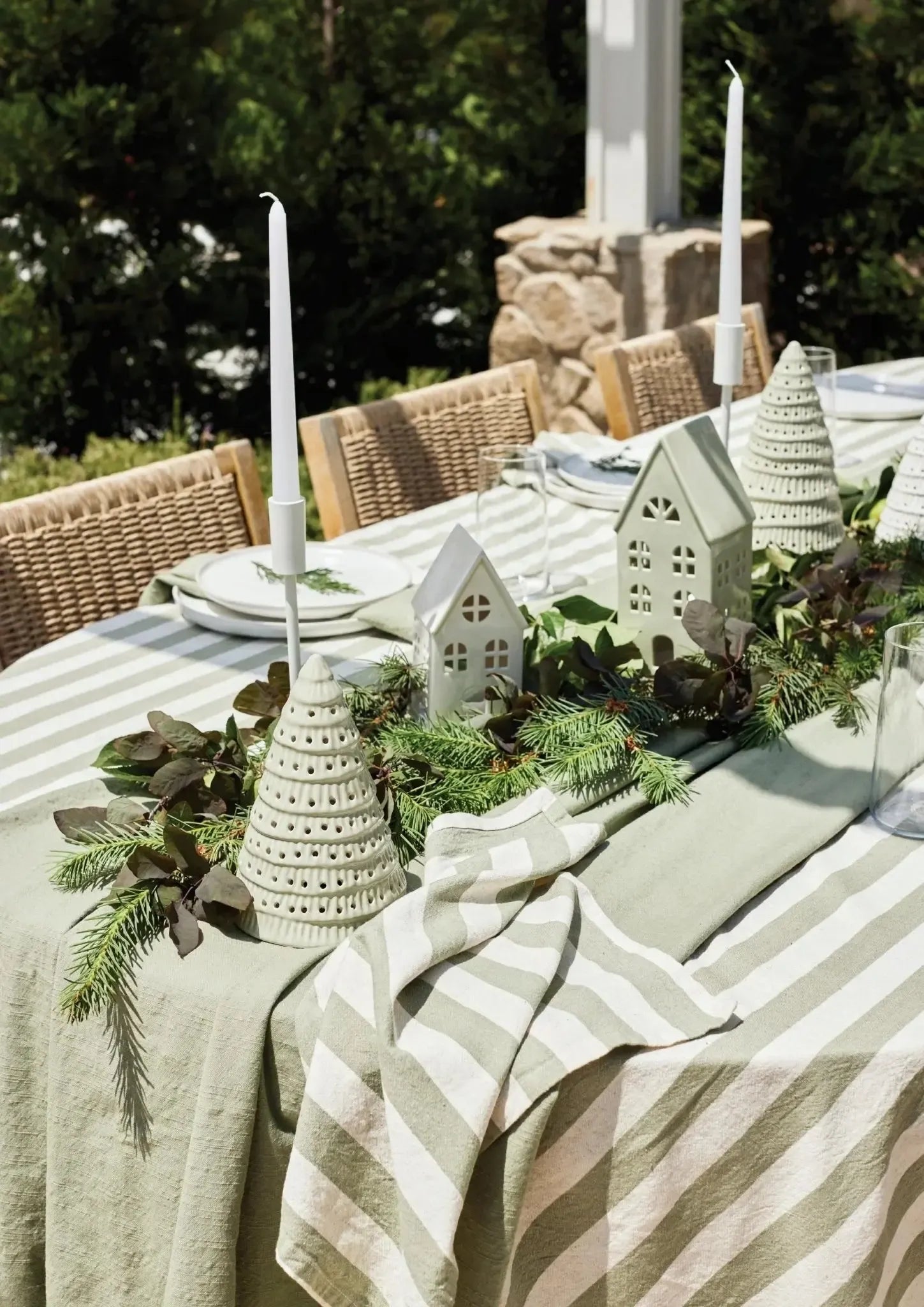 Christmas Tree Sage Speckle Table Decoration 12x19cm-Christmas-Madras Link-The Bay Room