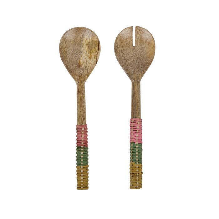 Chroma Set/2 Wood Salad Servers 28cm Pink/Green-Dining & Entertaining-Coast To Coast Home-The Bay Room