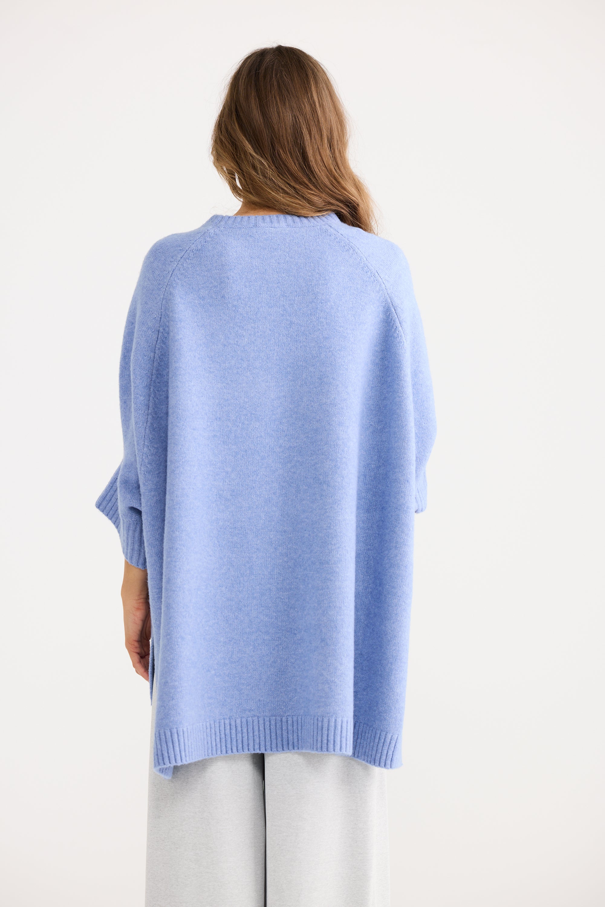 Cinder Poncho - Powder Blue-Knitwear & Jumpers-Home Love-The Bay Room