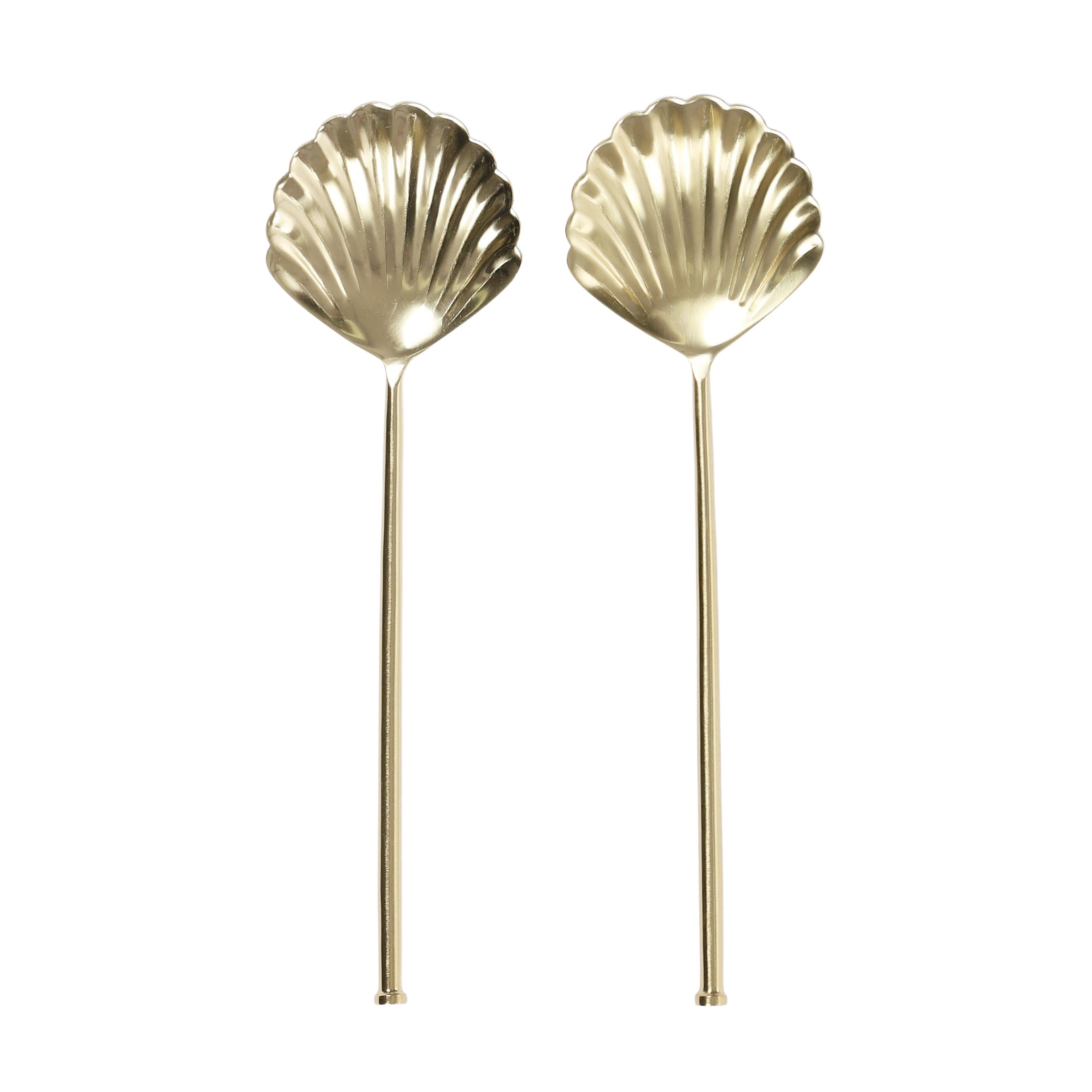 Clam Set/2 Stainless Steel Salad Servers 28cm Gold-Dining & Entertaining-Coast To Coast Home-The Bay Room