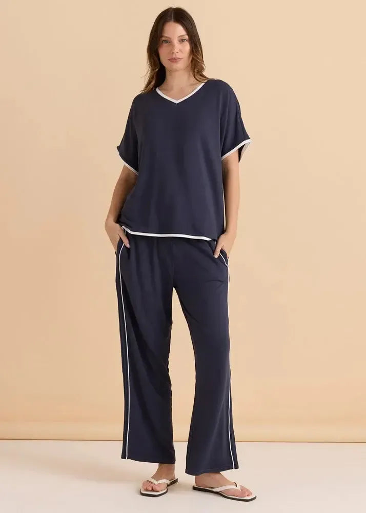 Clara Tee - Petrol/White-Tops-Betty Basics-The Bay Room