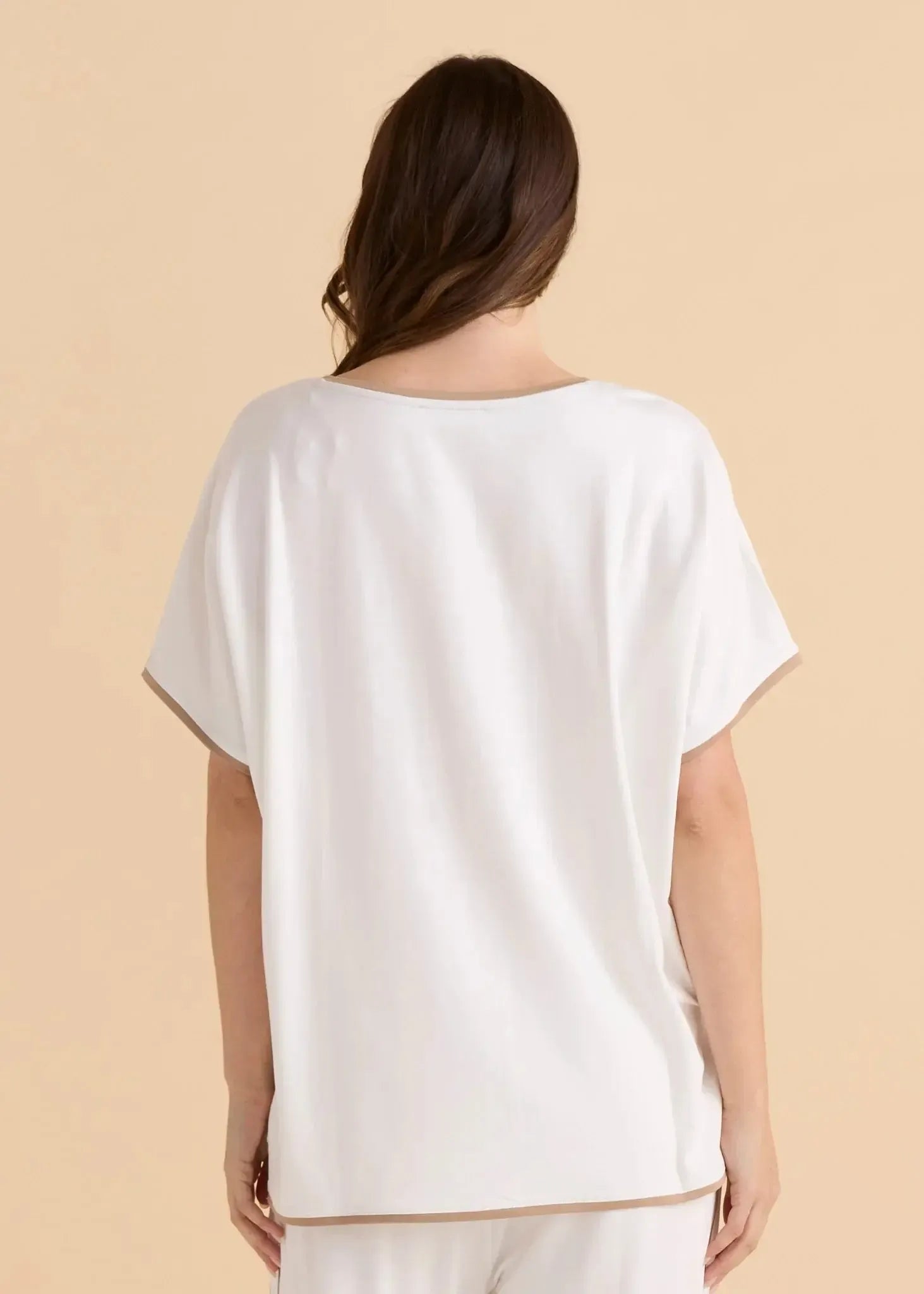 Clara Tee - White/Beige-Tops-Betty Basics-The Bay Room