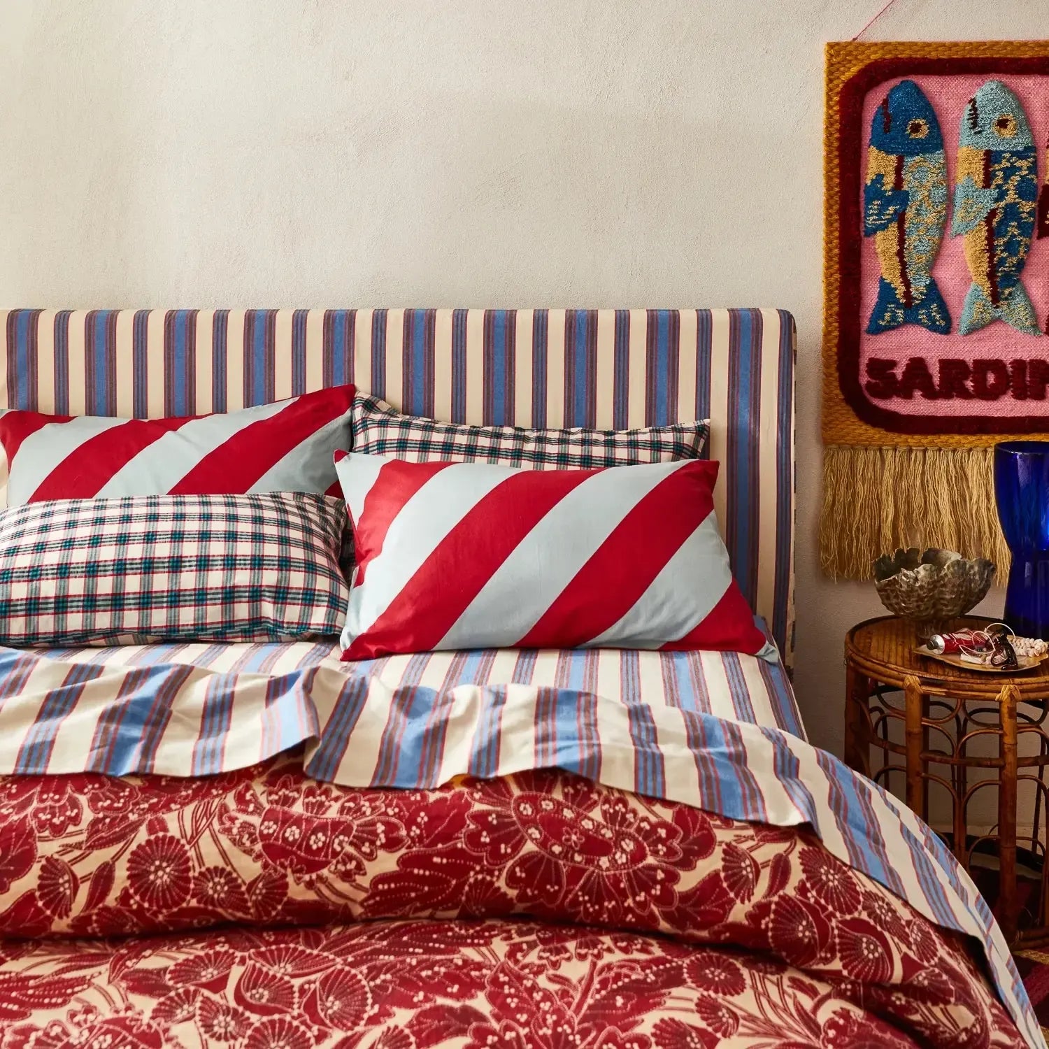 Clarice Cotton Pillowcase Set - Crimson-Soft Furnishings-Sage & Clare-The Bay Room