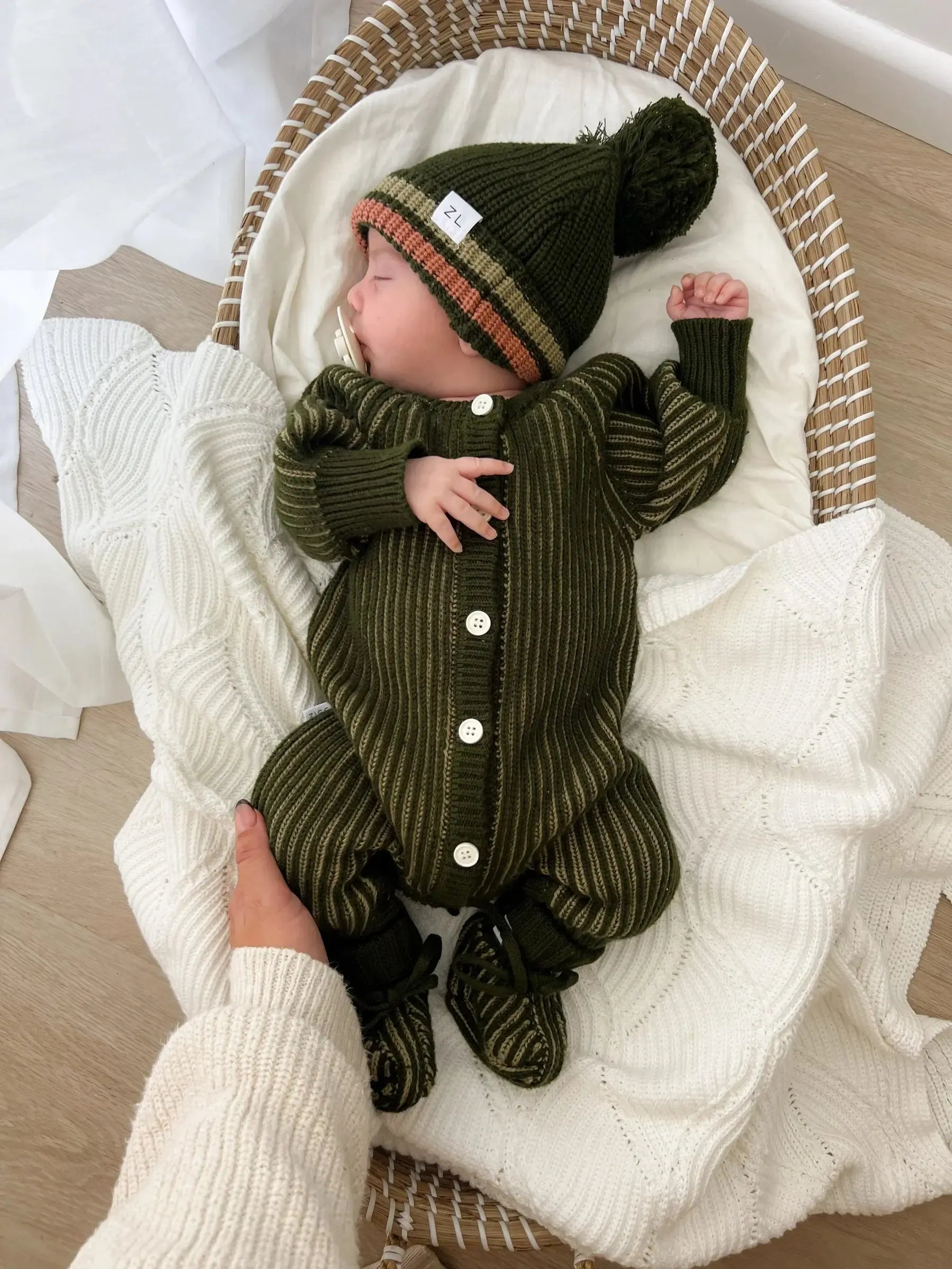 Classic Knit Romper - Pesto-Clothing & Accessories-Ziggy Lou-The Bay Room