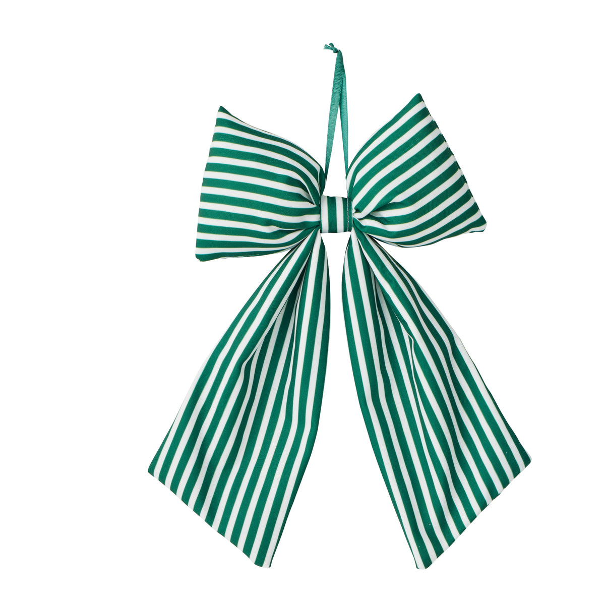 Classic Pinstripe Bow Ornament Cotton 30cm Green-Christmas-Coast To Coast Home-The Bay Room