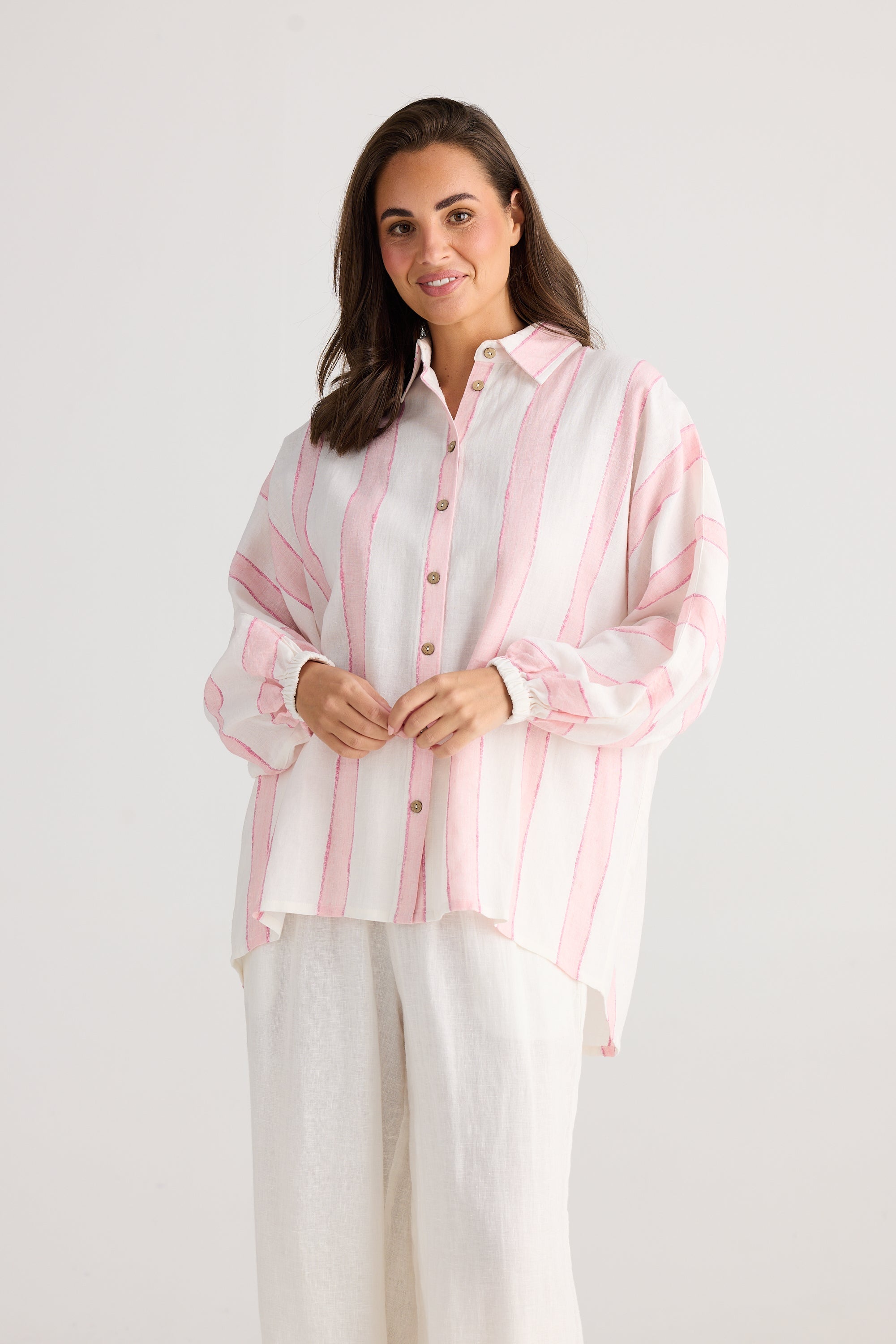 Cliffside Shirt - Candy Stripe-Tops-Holiday-The Bay Room