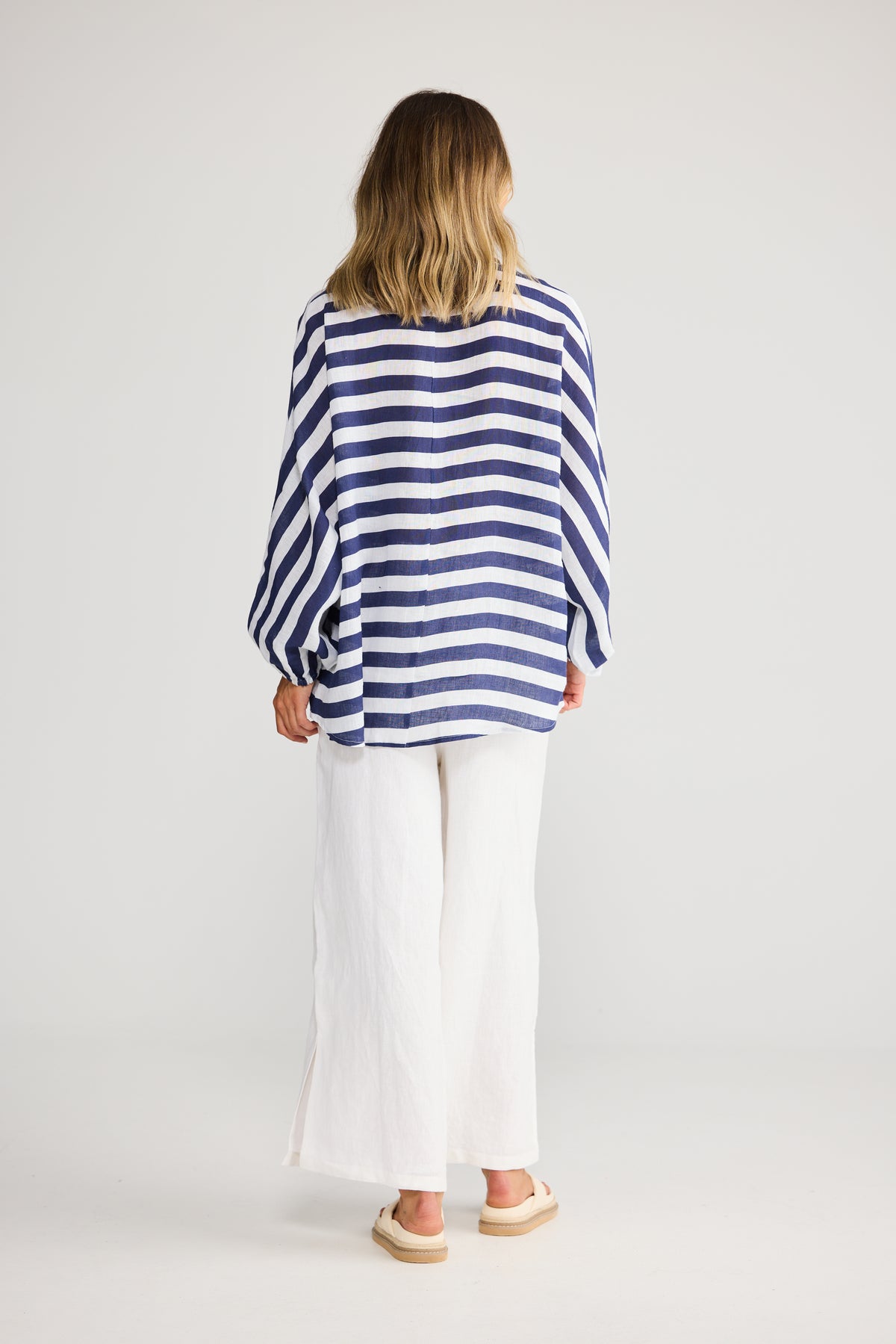 Cliffside Shirt - Navy Stripe-Tops-Holiday-The Bay Room