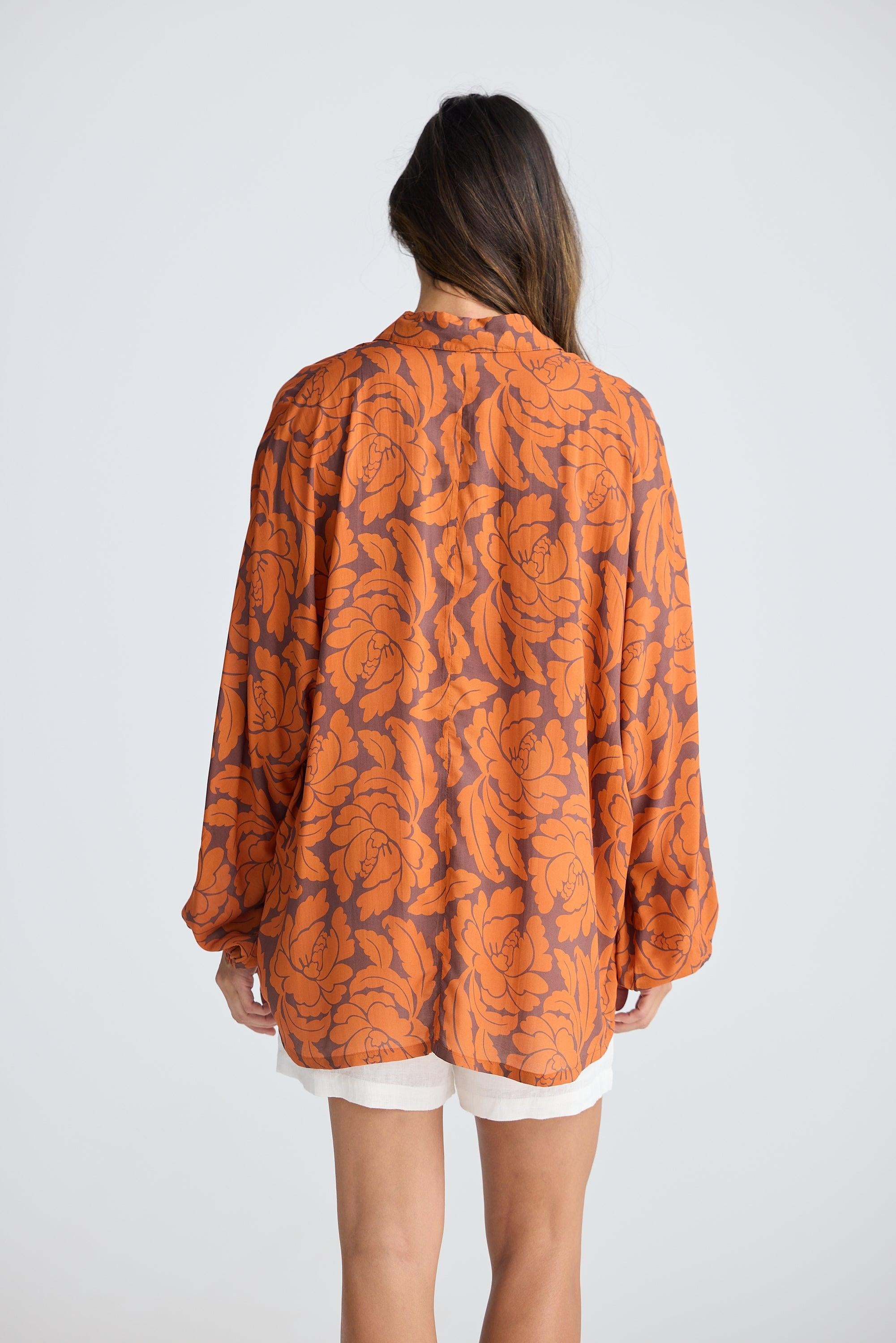 Cliffside Shirt - Tuscan Palm Print-Tops-Holiday-The Bay Room