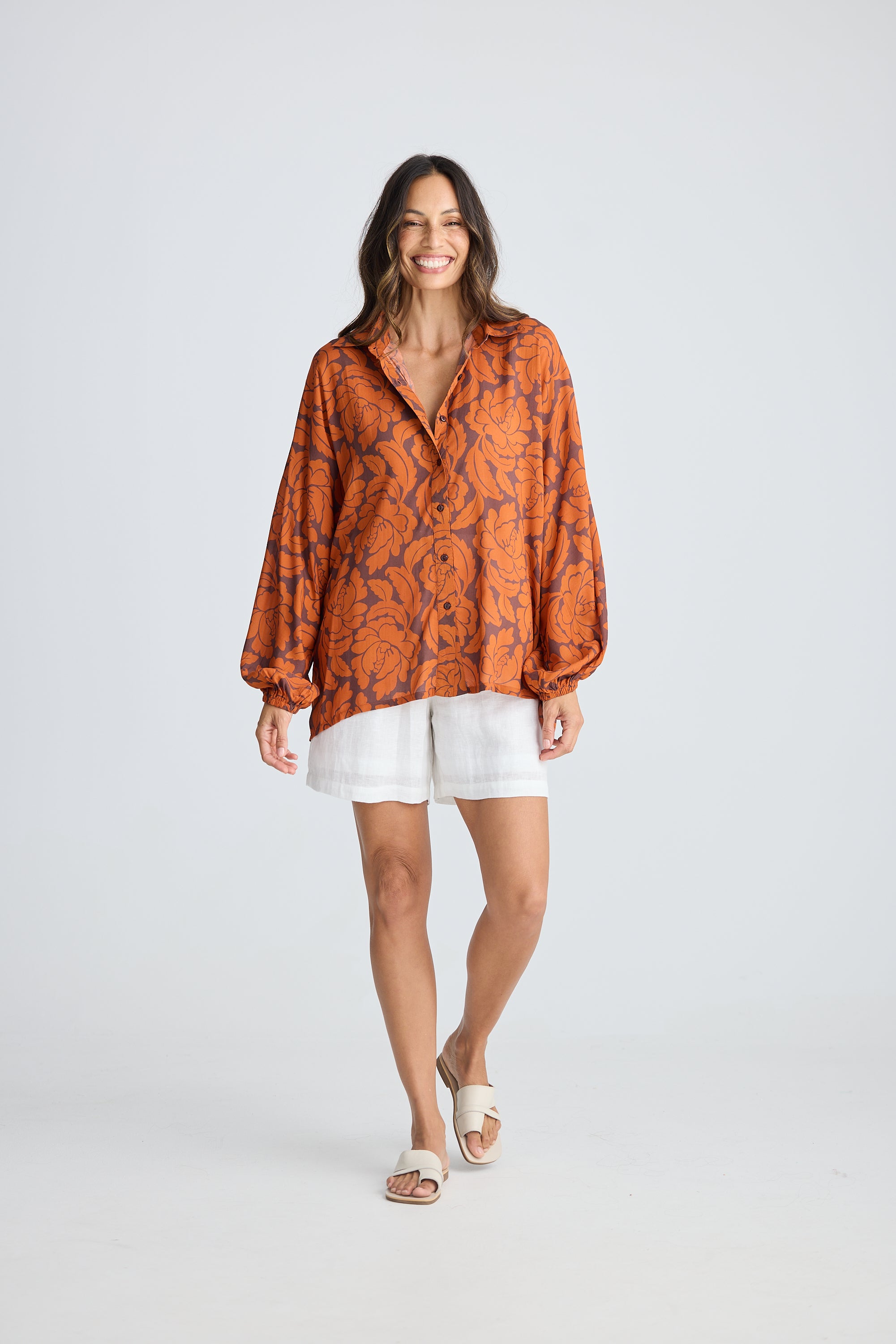 Cliffside Shirt - Tuscan Palm Print-Tops-Holiday-The Bay Room