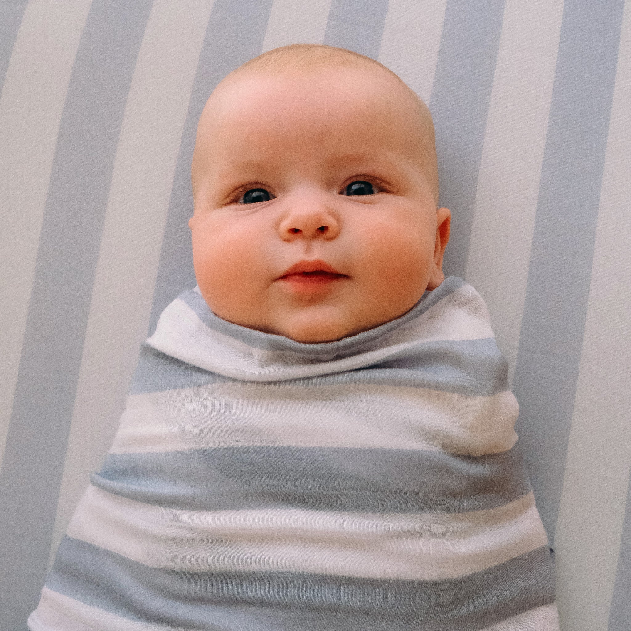 Cloud Stripe Organic Fitted Cot Sheet-Nursery & Nurture-Fox & Fallow-The Bay Room