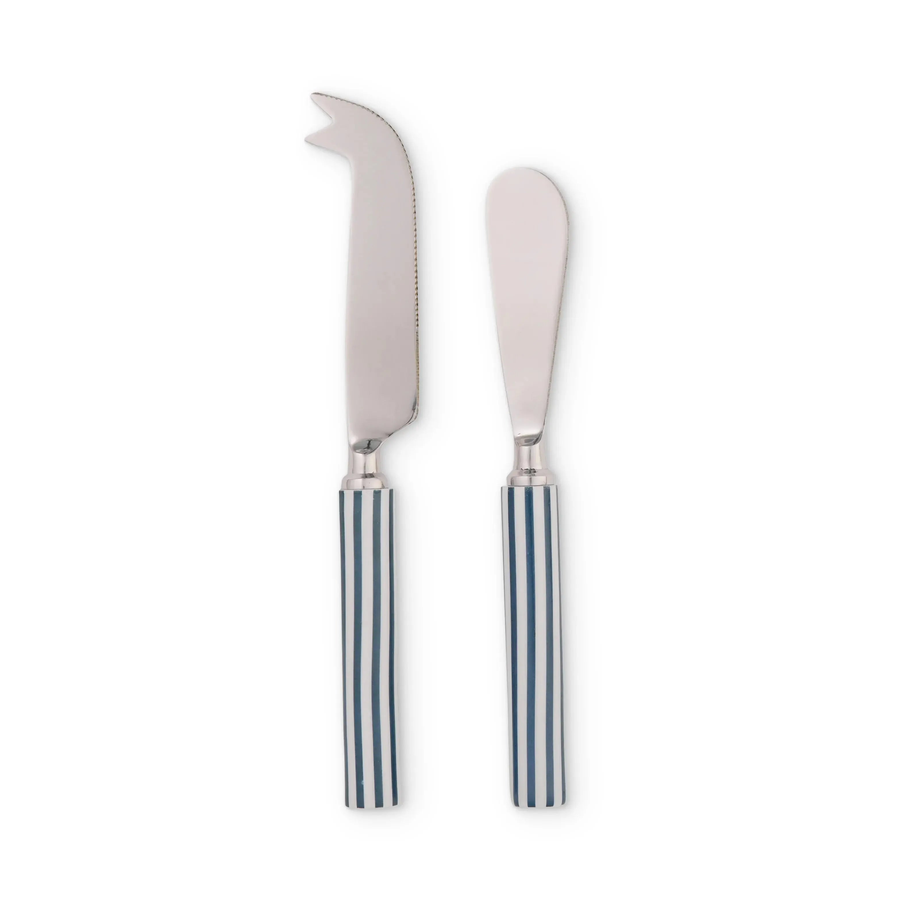 Clyde Stripe Two Tone Blue/White Cheese Knife Set-Dining & Entertaining-Madras Link-The Bay Room