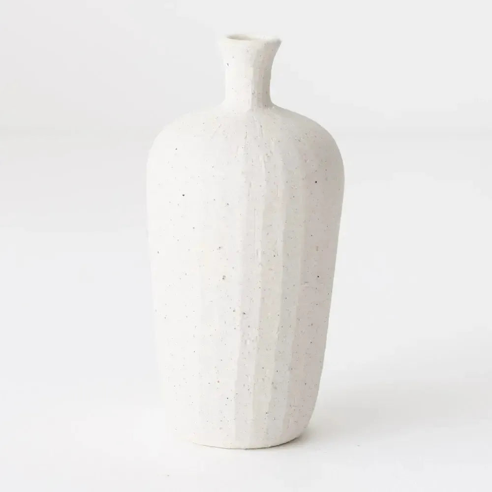 Coa Vase White Chalk 13x6cm-Pots, Planters & Vases-Floral Interiors-The Bay Room