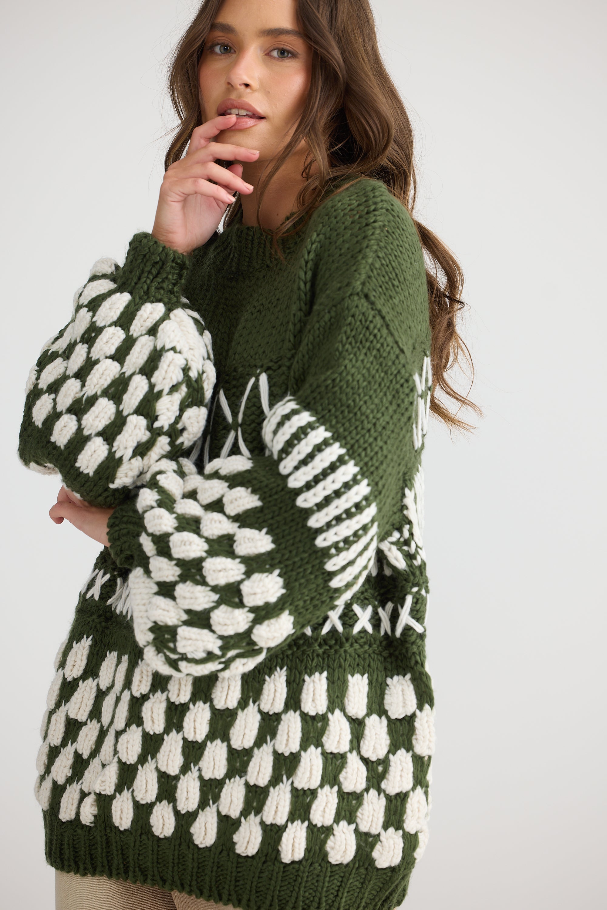 Colorado Knit - Khaki/Off White-Knitwear & Jumpers-Talisman-The Bay Room