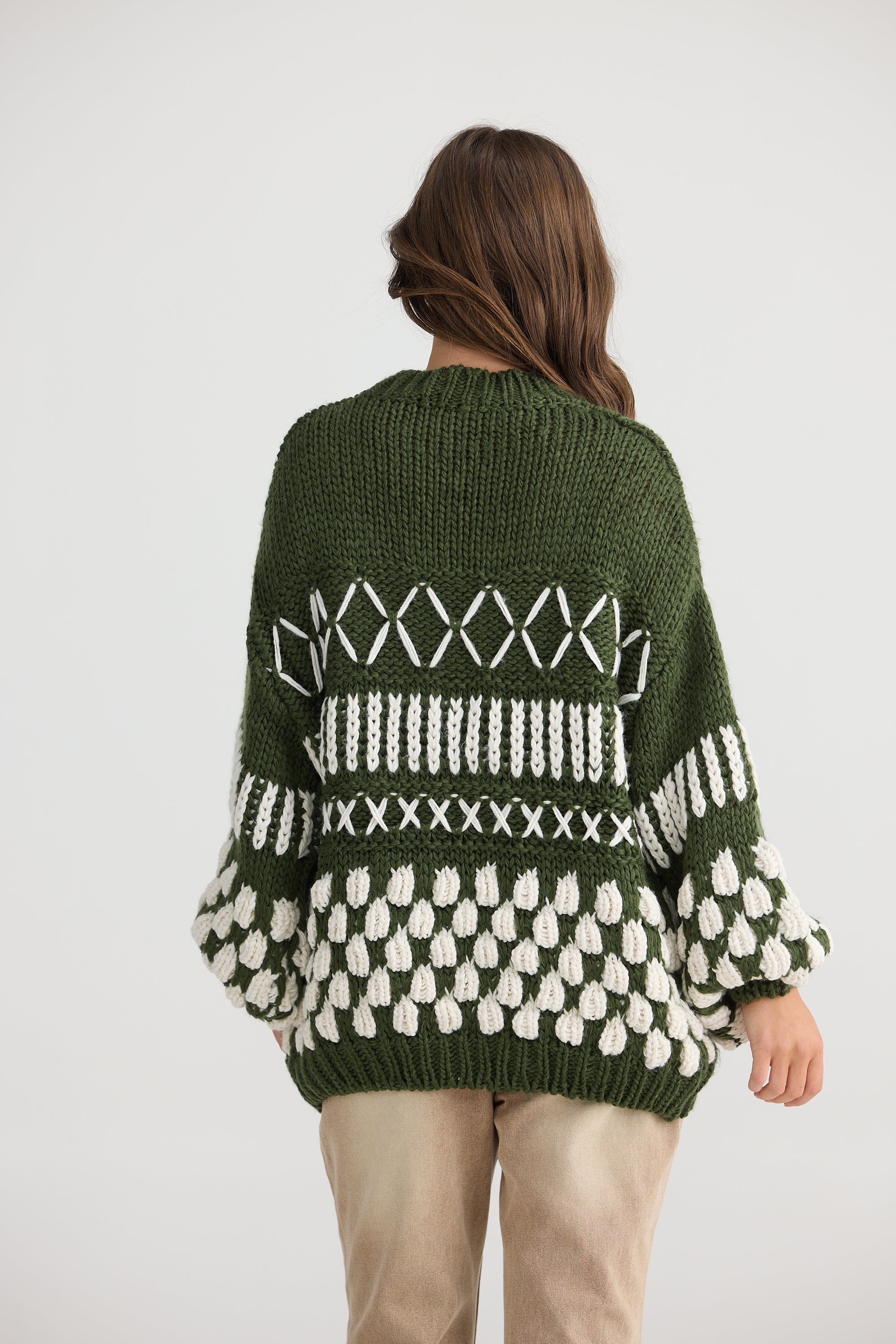 Colorado Knit - Khaki/Off White-Knitwear & Jumpers-Talisman-The Bay Room