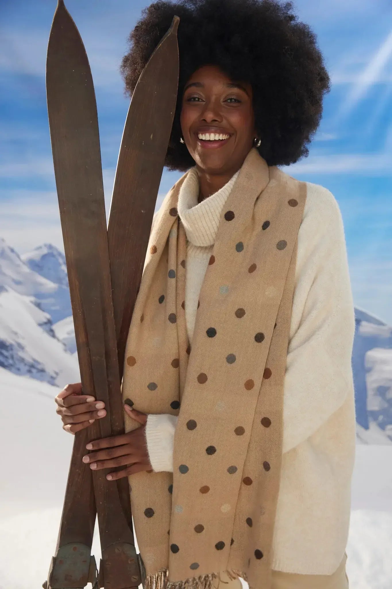 Columbus Spot Scarf - Latte-Scarves, Belts & Gloves-Haven-The Bay Room