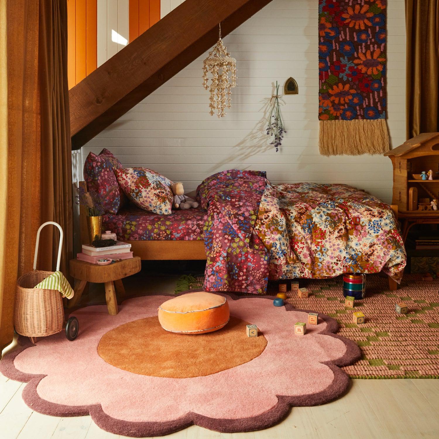 Corinne Flower Rug - Posy-Floor Rugs & Doormats-Sage & Clare-The Bay Room