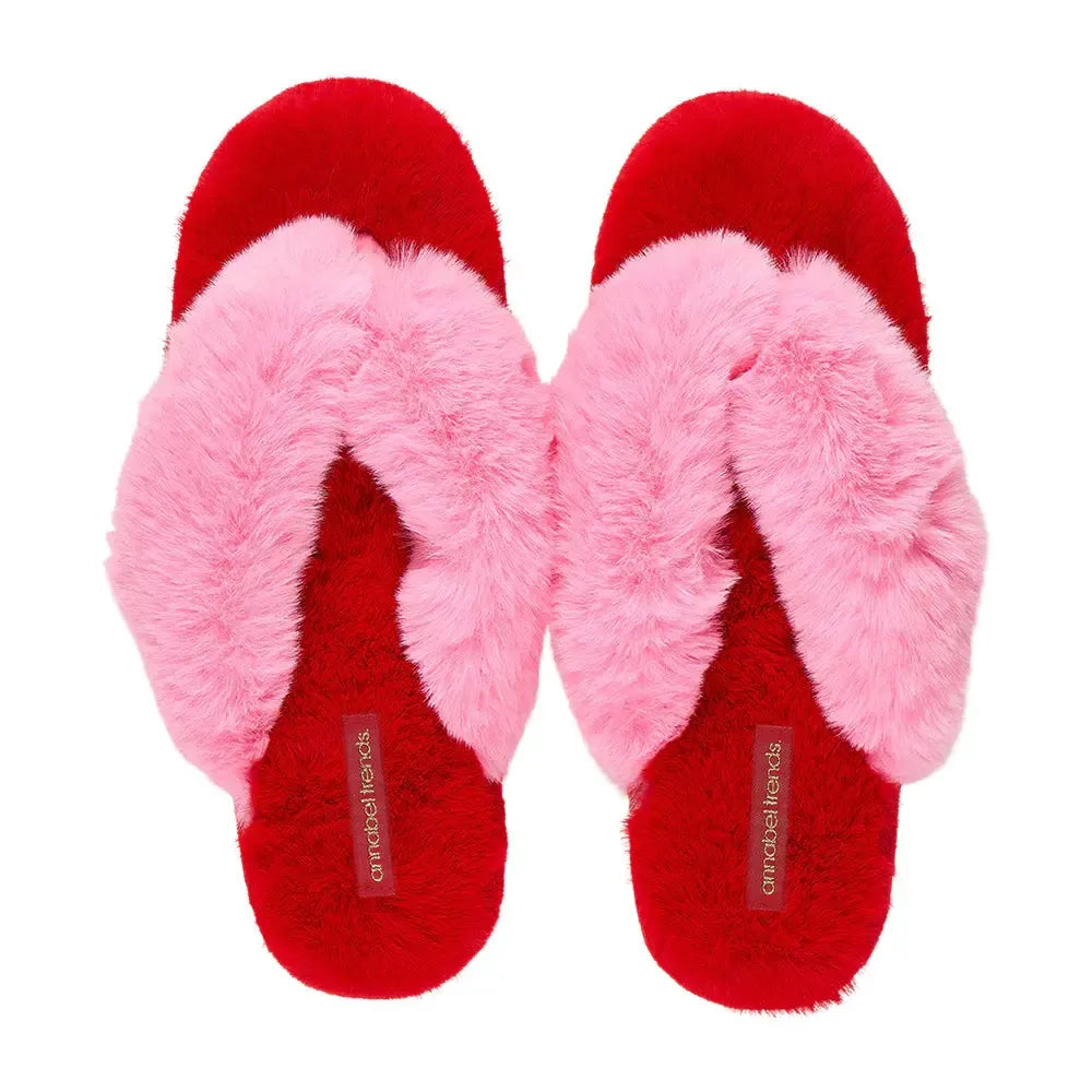 Cosy Luxe Thongs - Cherry Candy-Sleepwear & Robes-Annabel Trends-The Bay Room