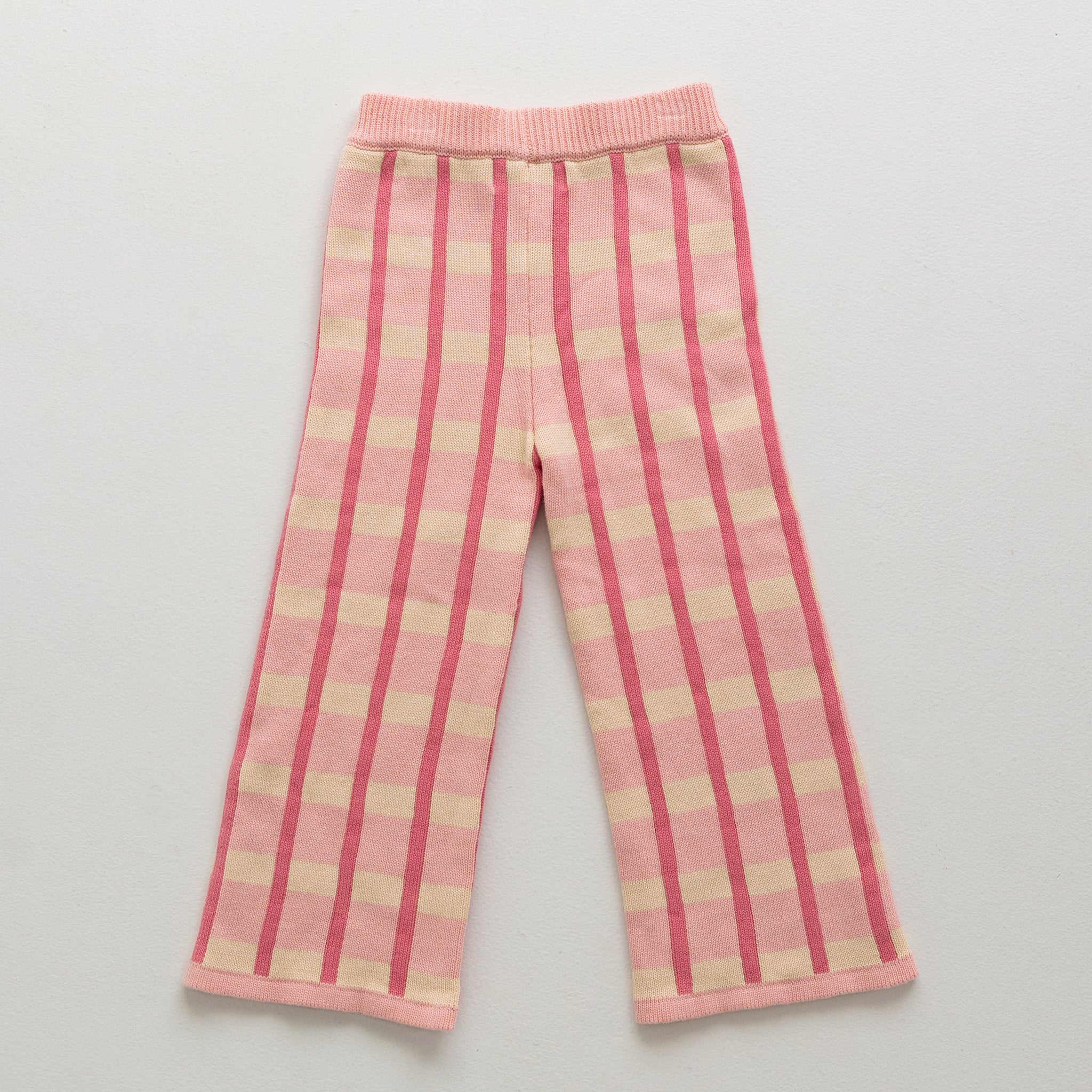 Cotton Check Knit Pants - Peony-Clothing & Accessories-BY GEE-The Bay Room