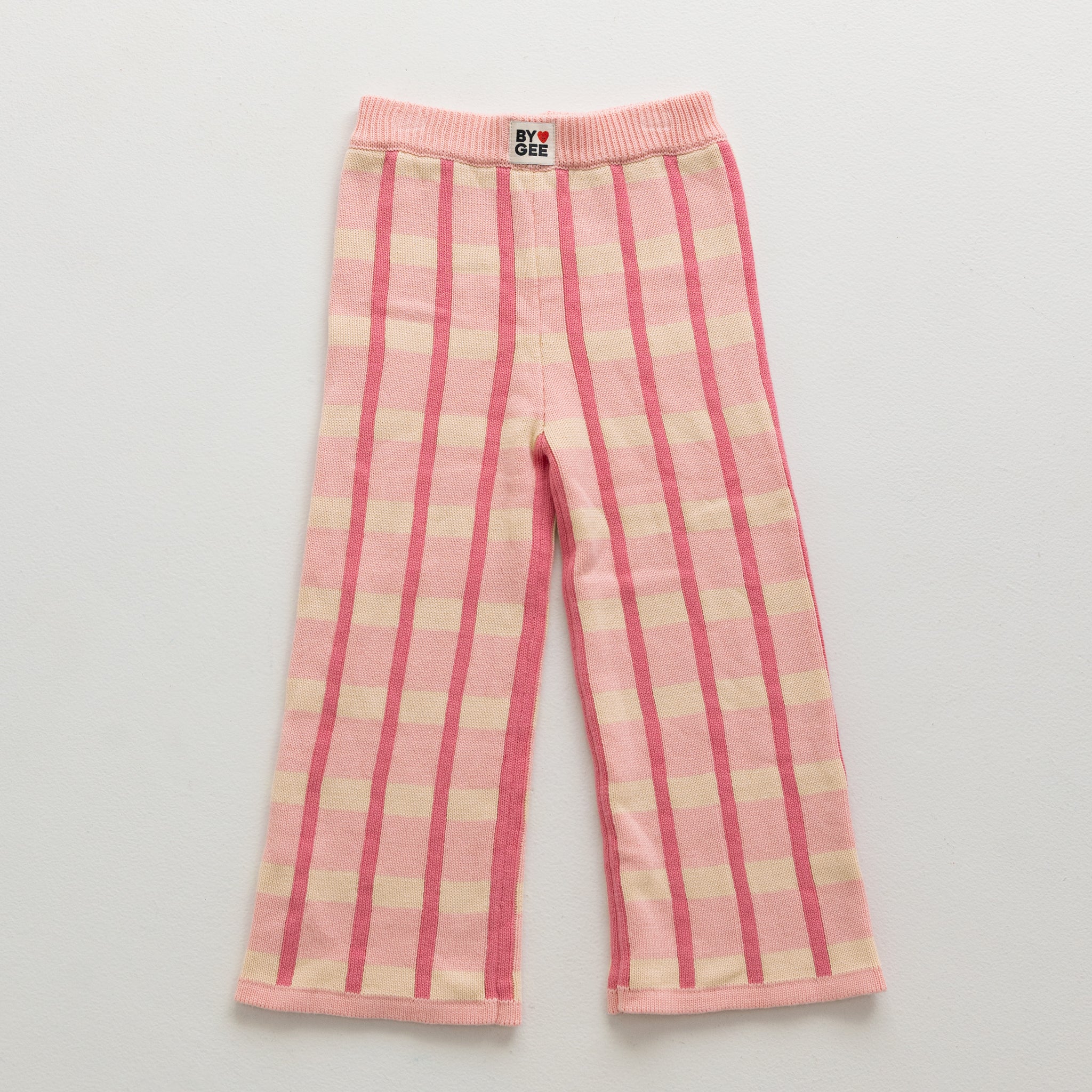 Cotton Check Knit Pants - Peony-Clothing & Accessories-BY GEE-The Bay Room