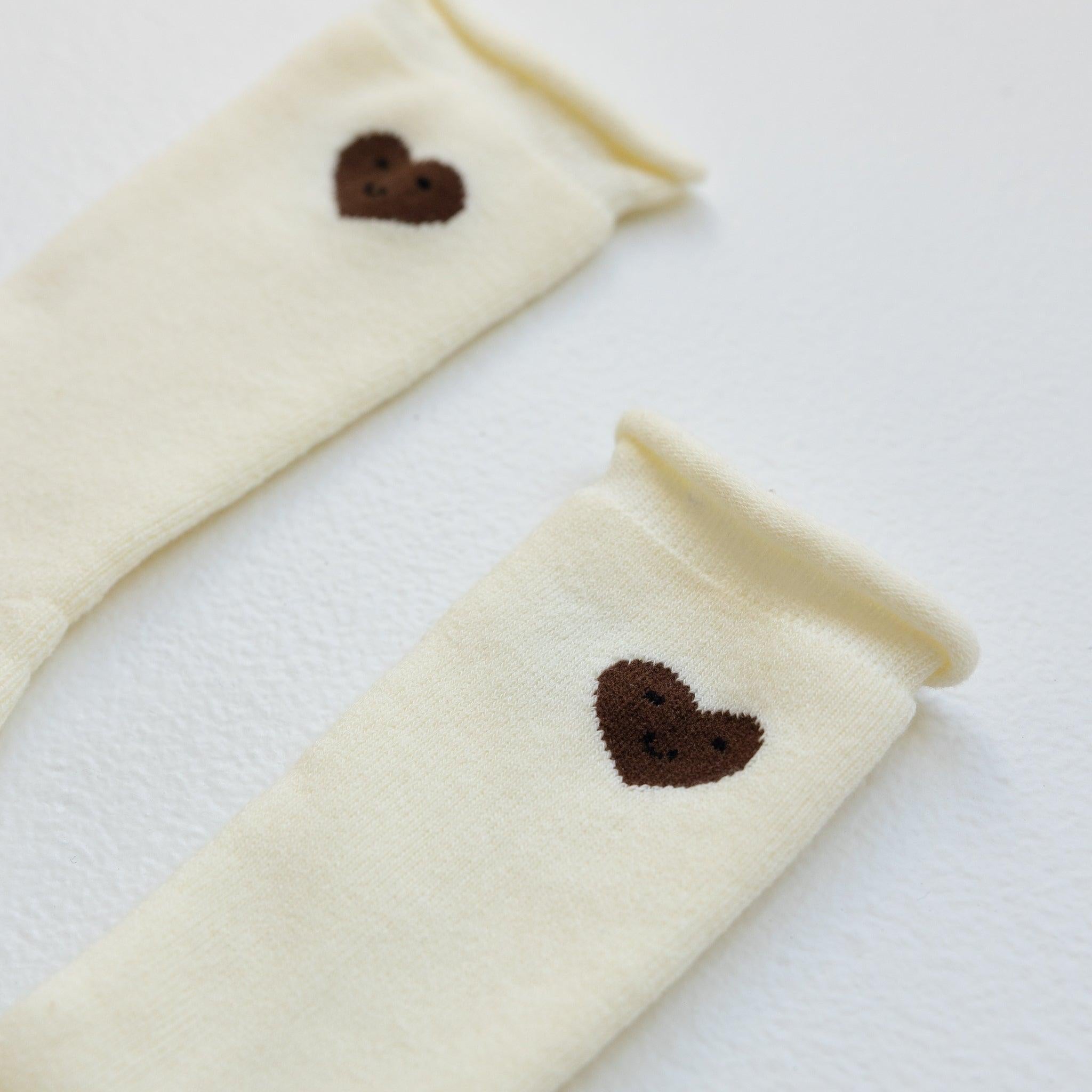 Cotton Mini Slouch Sock - Brown Heart-Clothing & Accessories-BY GEE-The Bay Room