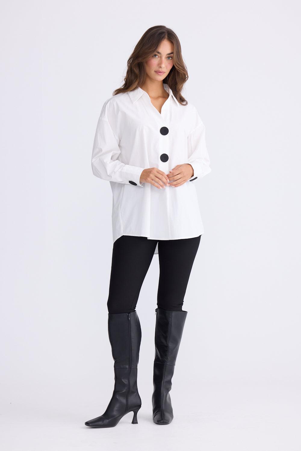 Coventry Overshirt - White-Tops-Brave & True-The Bay Room