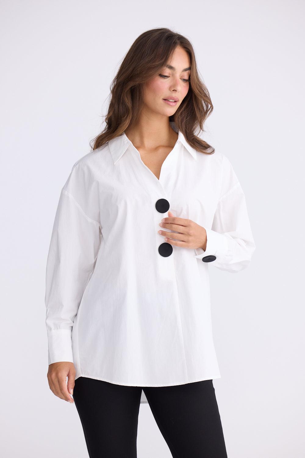 Coventry Overshirt - White-Tops-Brave & True-The Bay Room