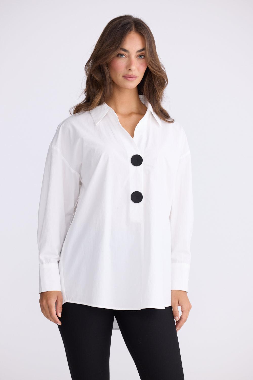 Coventry Overshirt - White-Tops-Brave & True-The Bay Room