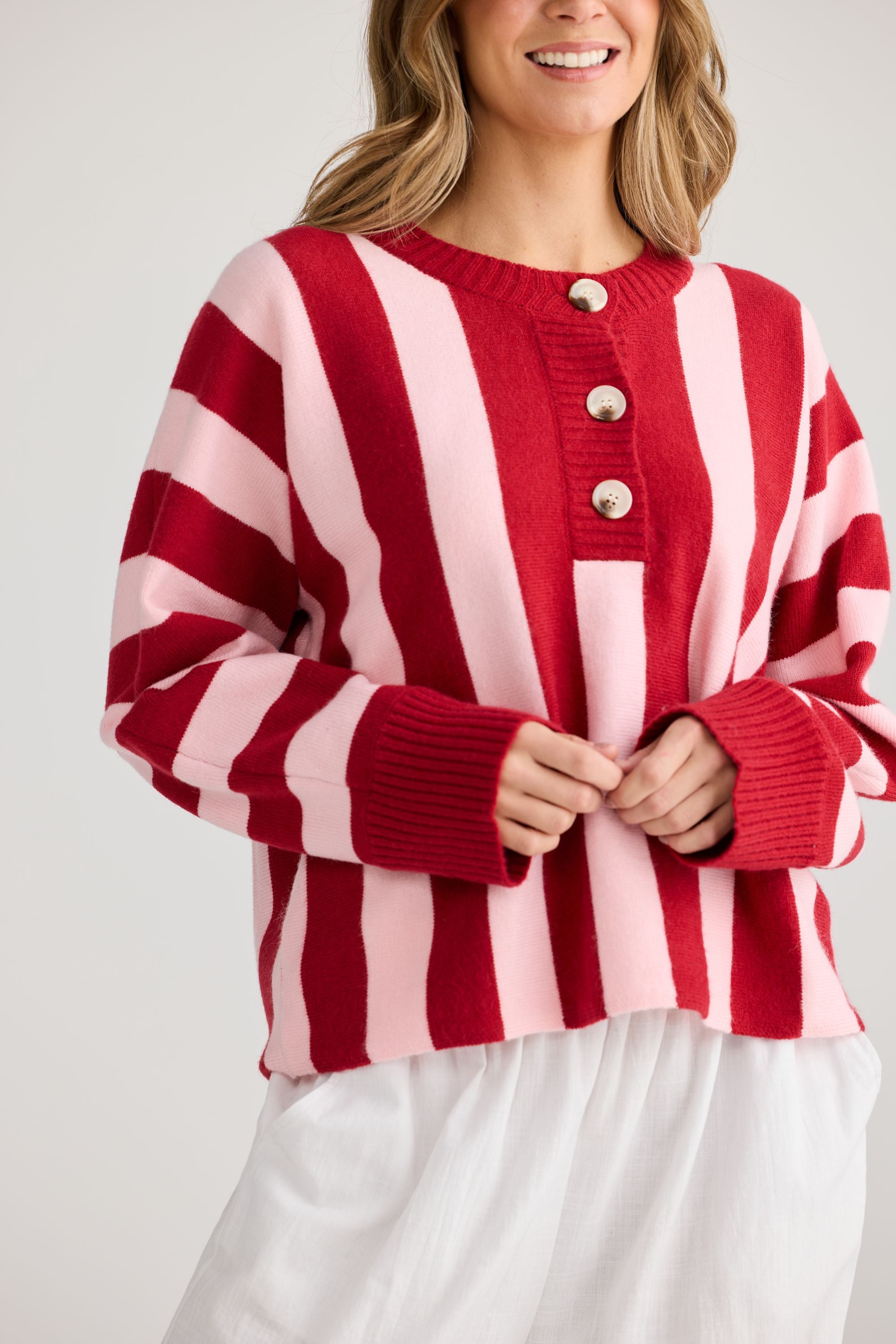 Crew Knit - Red Stripe-Knitwear & Jumpers-Holiday-The Bay Room