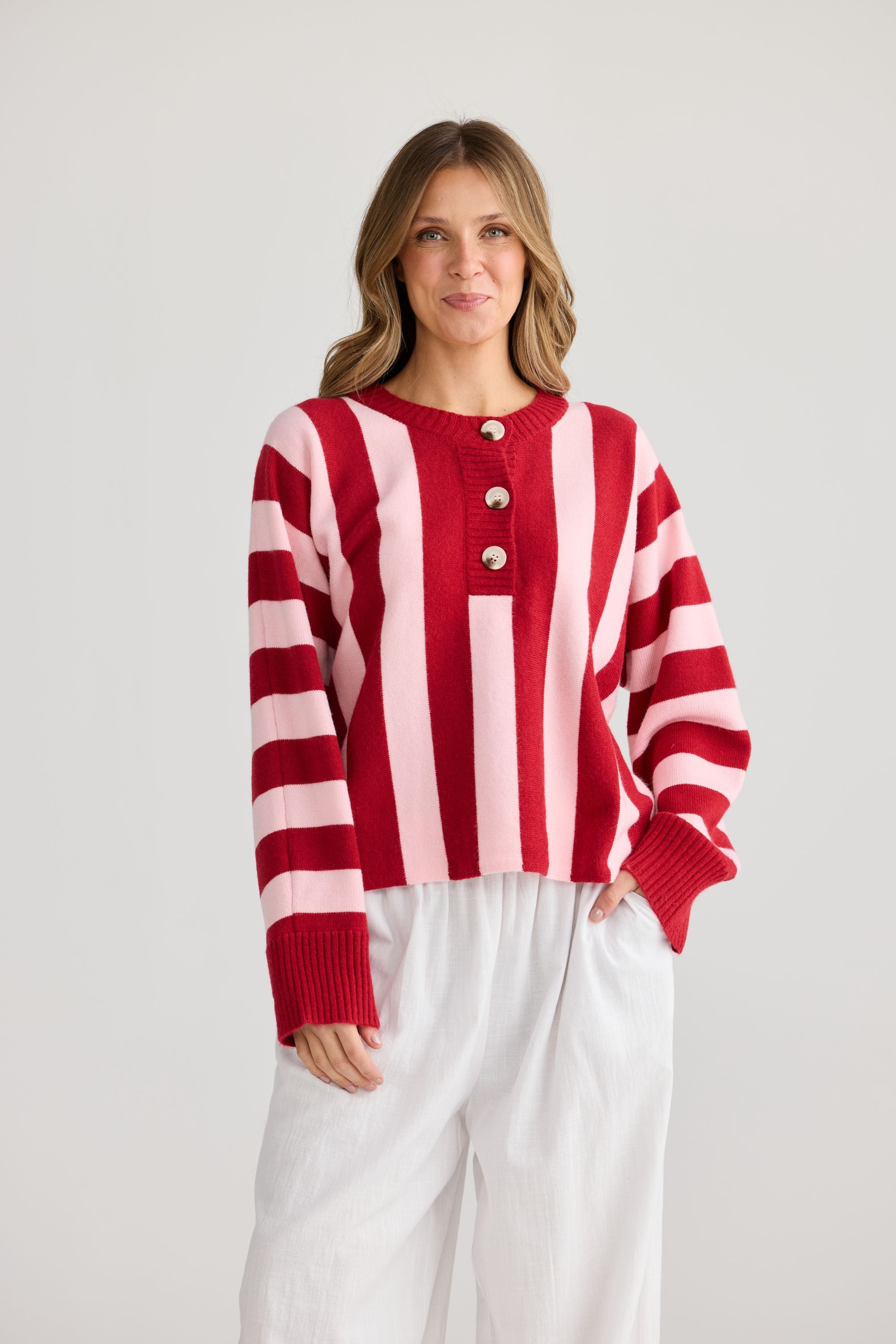 Crew Knit - Red Stripe-Knitwear & Jumpers-Holiday-The Bay Room