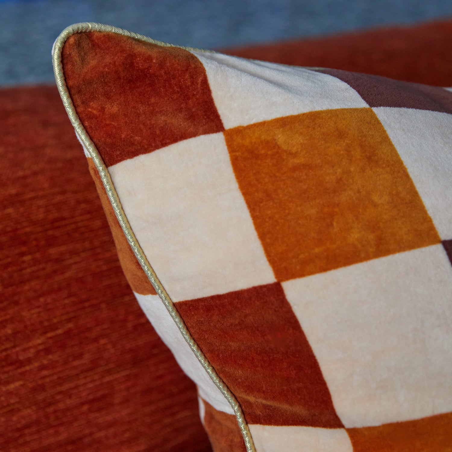 Damas Checkerboard Cushion - Mocha-Soft Furnishings-PLAY by Sage & Clare-The Bay Room