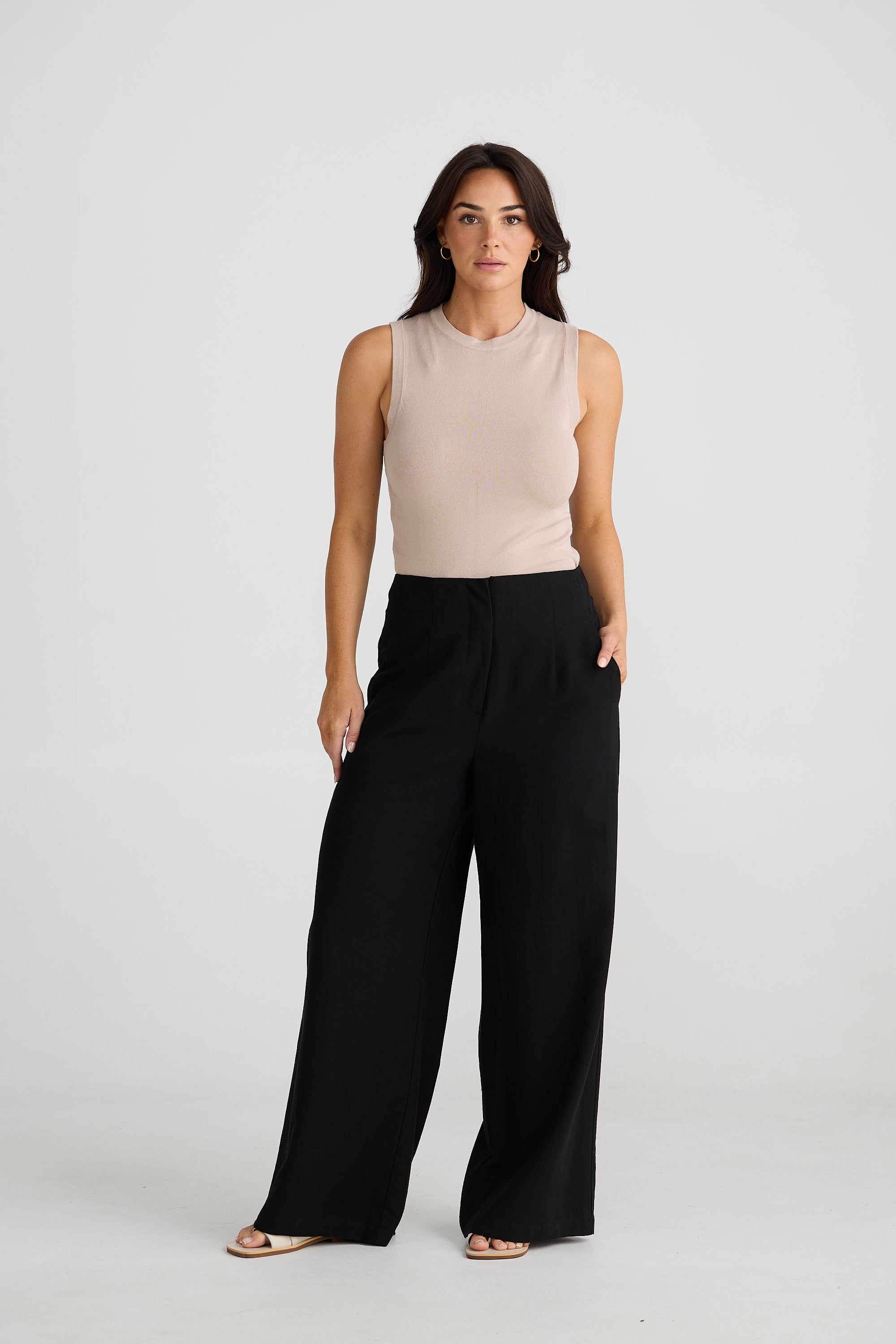 Dana Linen Blend Pant - Black-Pants-Brave & True-The Bay Room