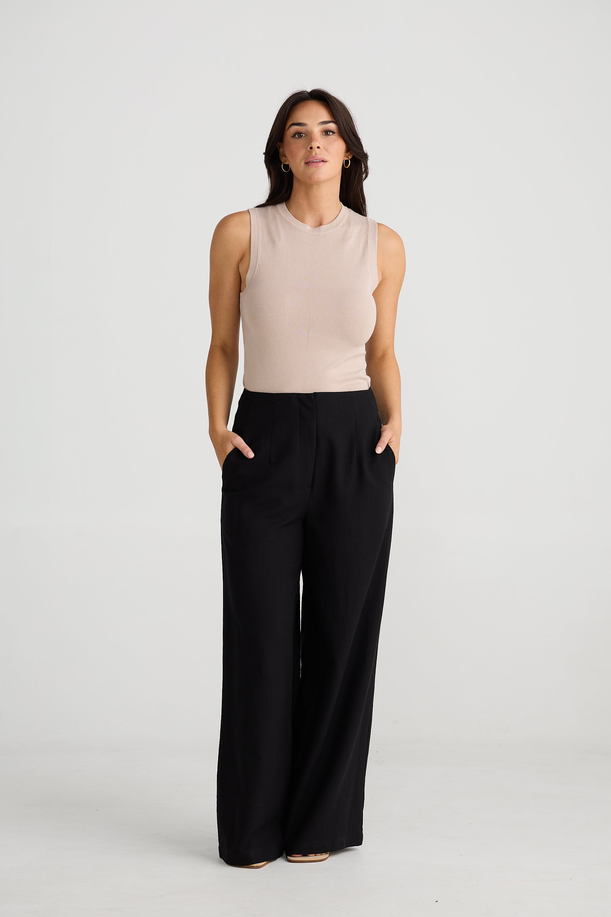 Dana Linen Blend Pant - Black-Pants-Brave & True-The Bay Room