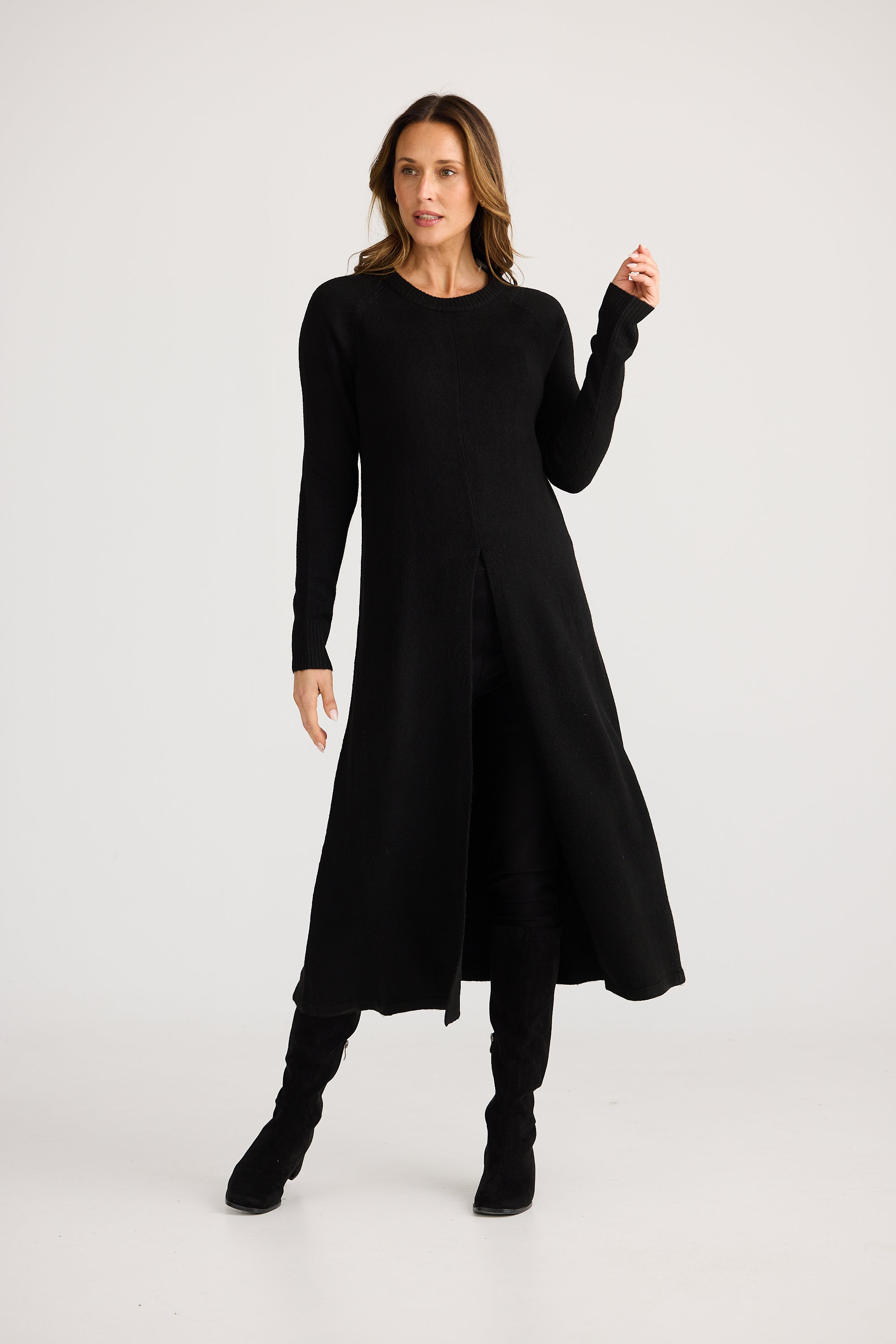 Dandelion Long Knit Top - Black-Tops-Brave & True-The Bay Room