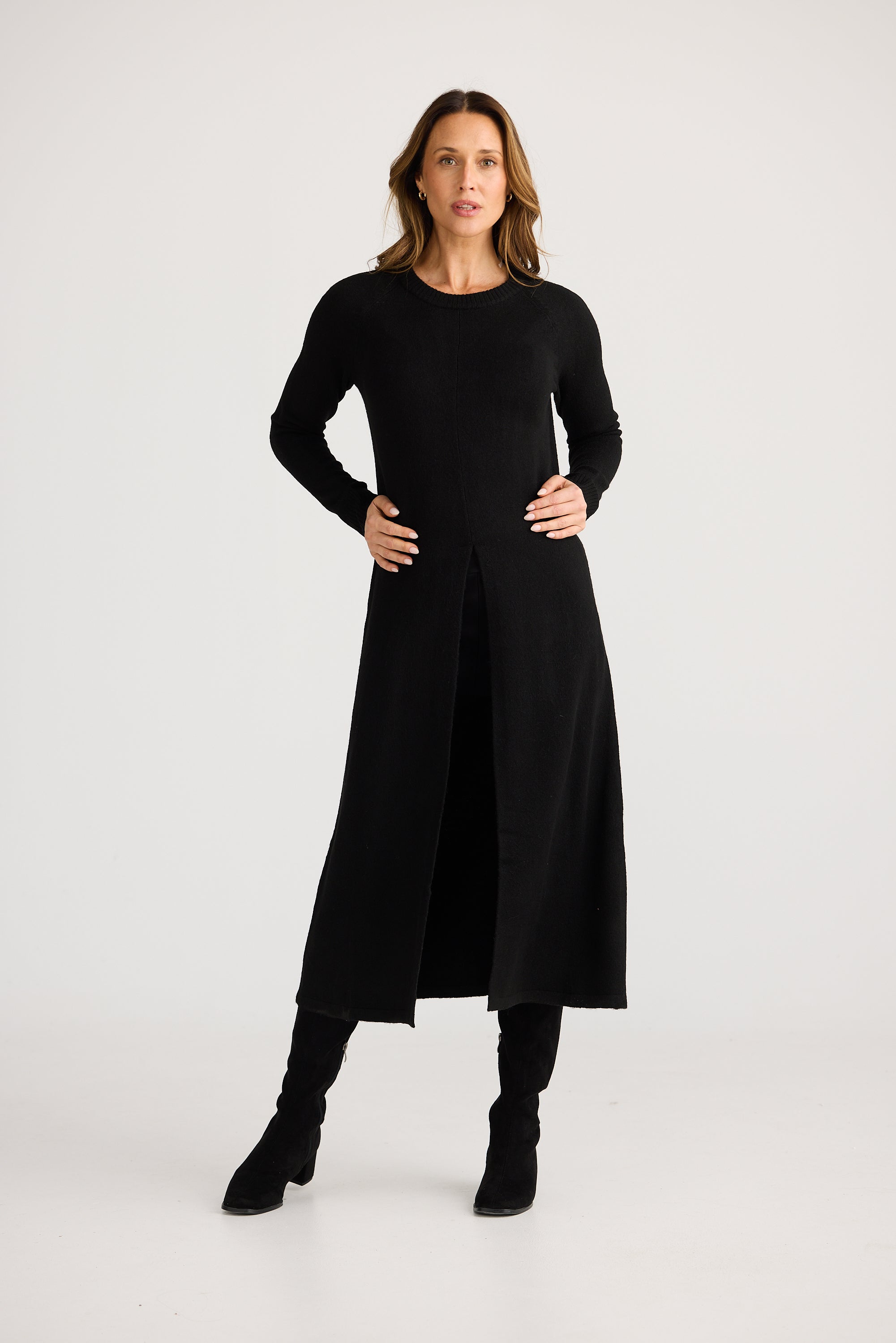Dandelion Long Knit Top - Black-Tops-Brave & True-The Bay Room