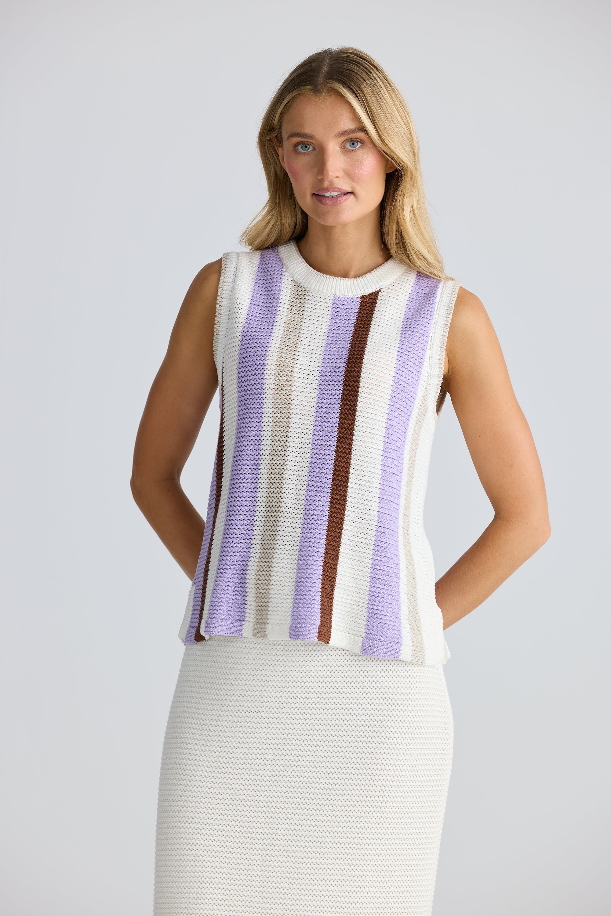 Darcia Knit Top - Lilac Stripe-Tops-Home Love-The Bay Room
