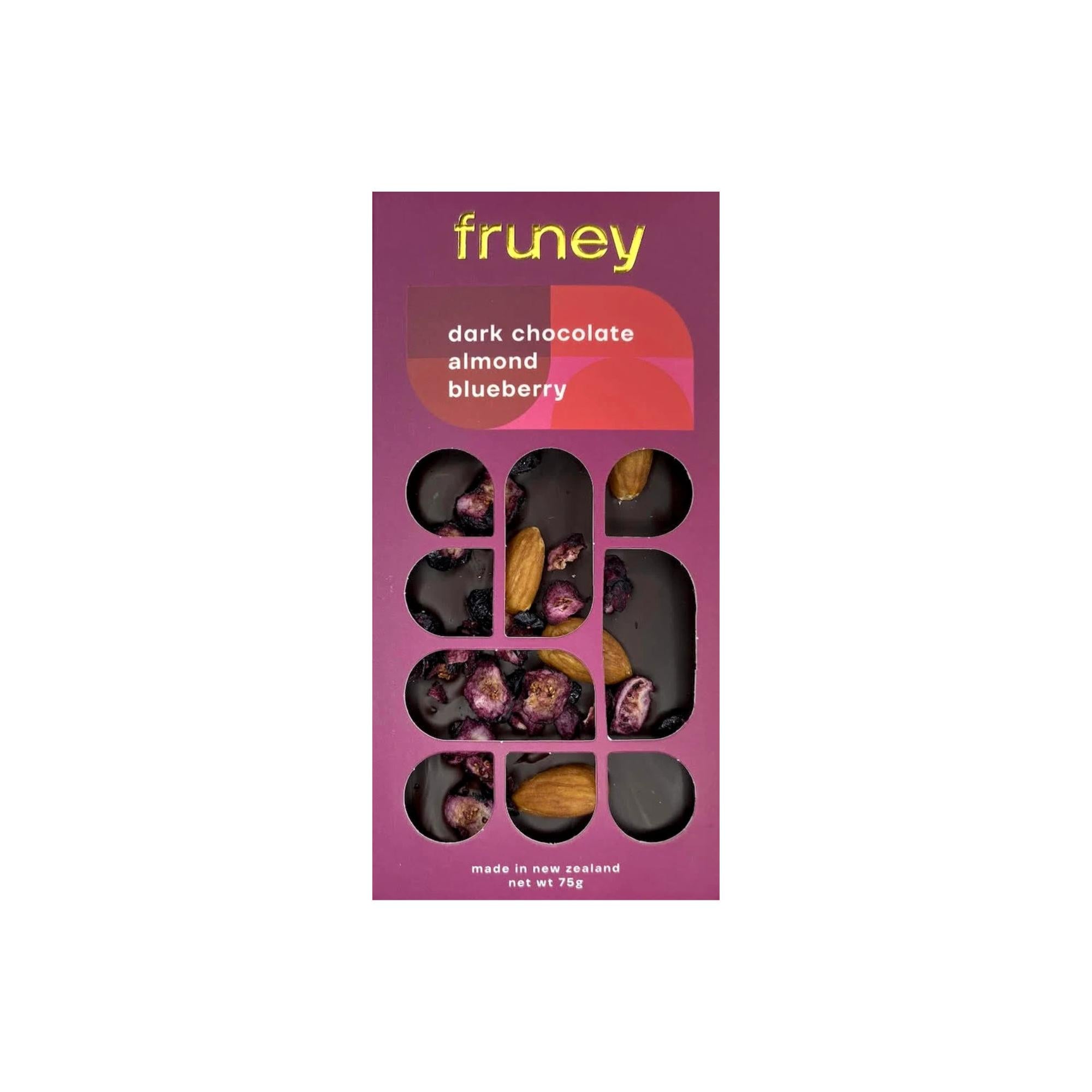 Dark Chocolate, Almond & Blueberry 75g-Gourmet Food & Drink-Fruney-The Bay Room