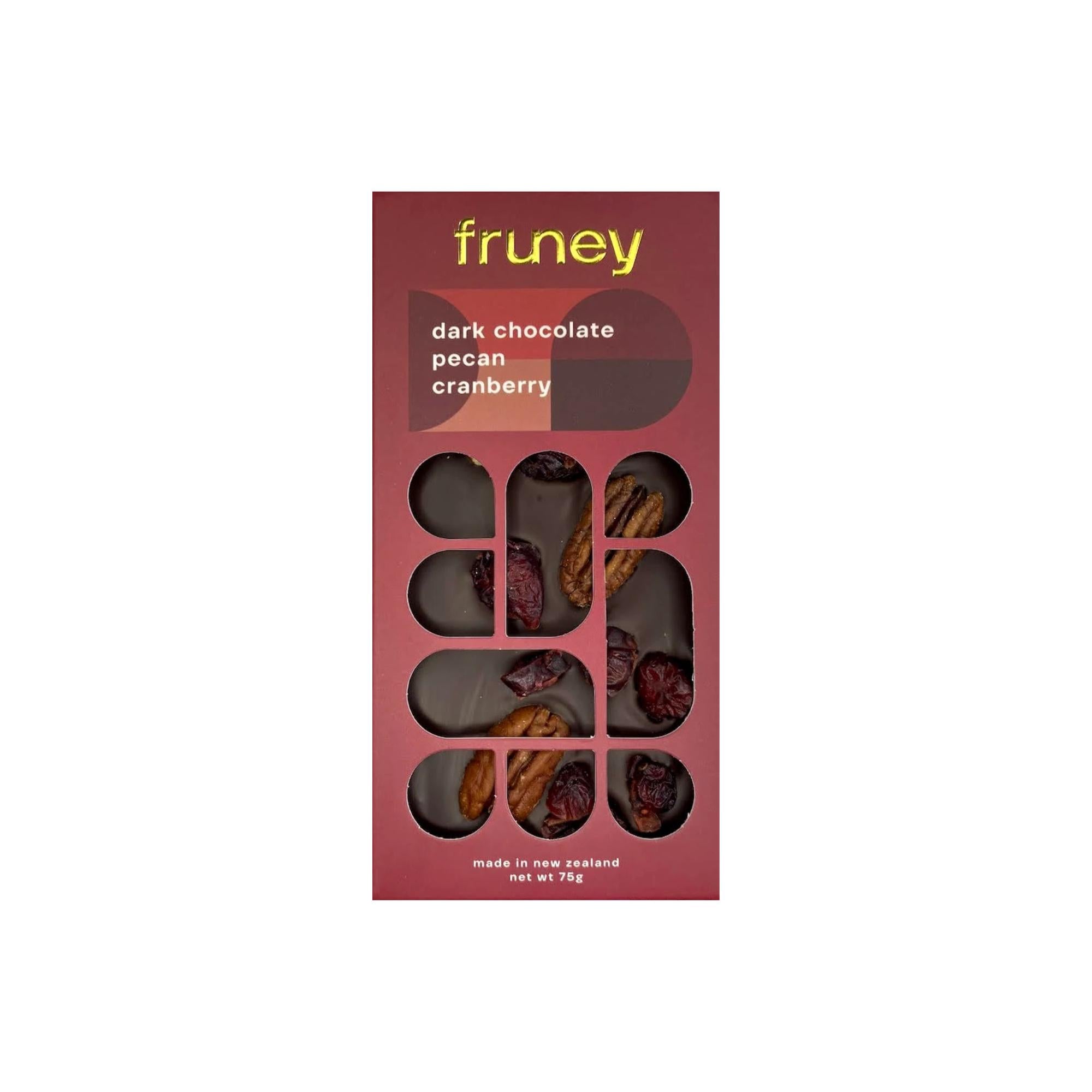 Dark Chocolate & Pecan & Cranberry 75g-Gourmet Food & Drink-Fruney-The Bay Room