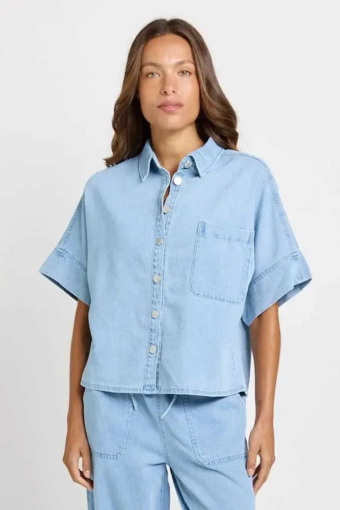 Dawn Denim Shirt - Medium Wash-Tops-Betty Basics-The Bay Room