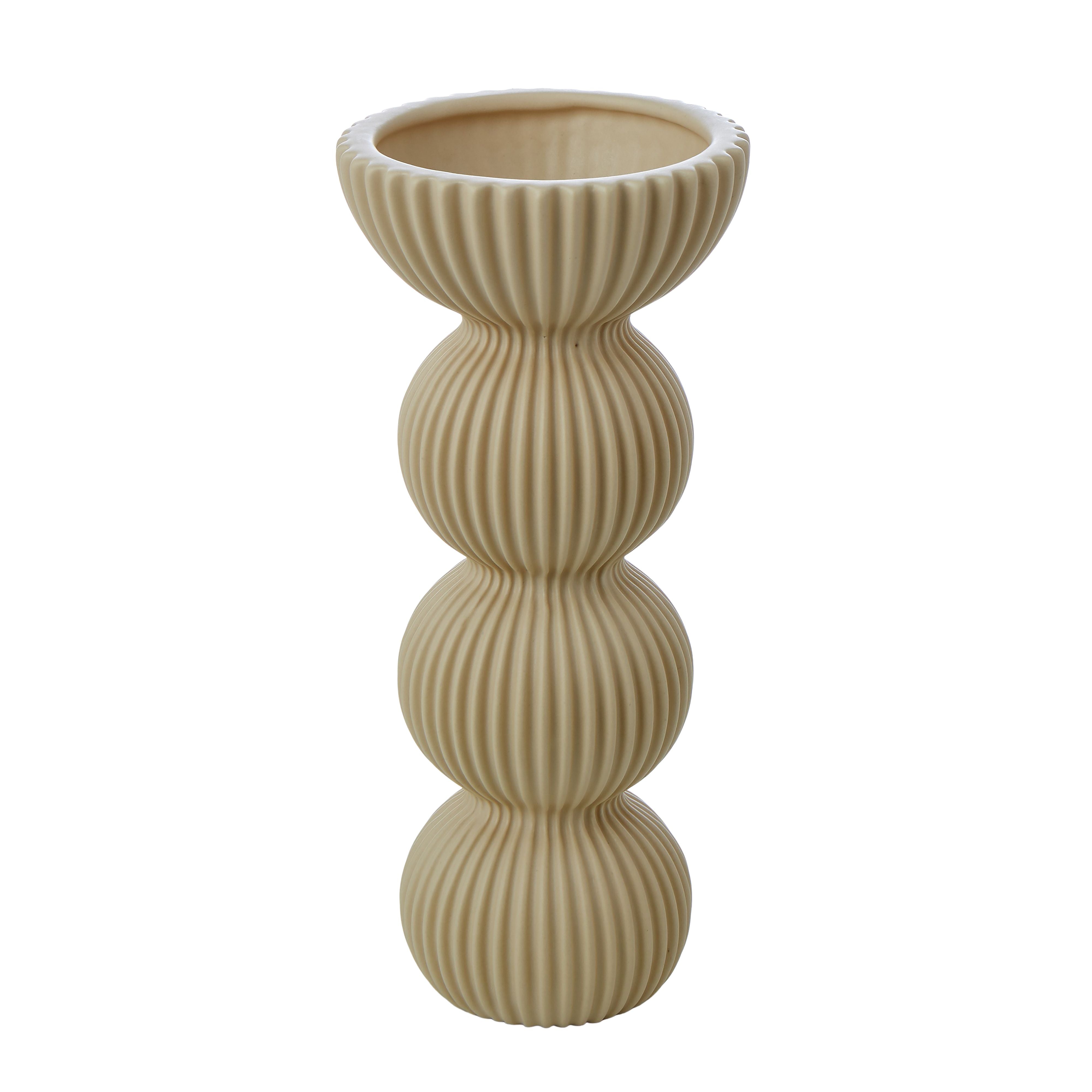 Decorative Ceramic Vessel 25.5cm - Antique White-Pots, Planters & Vases-Emporium-The Bay Room
