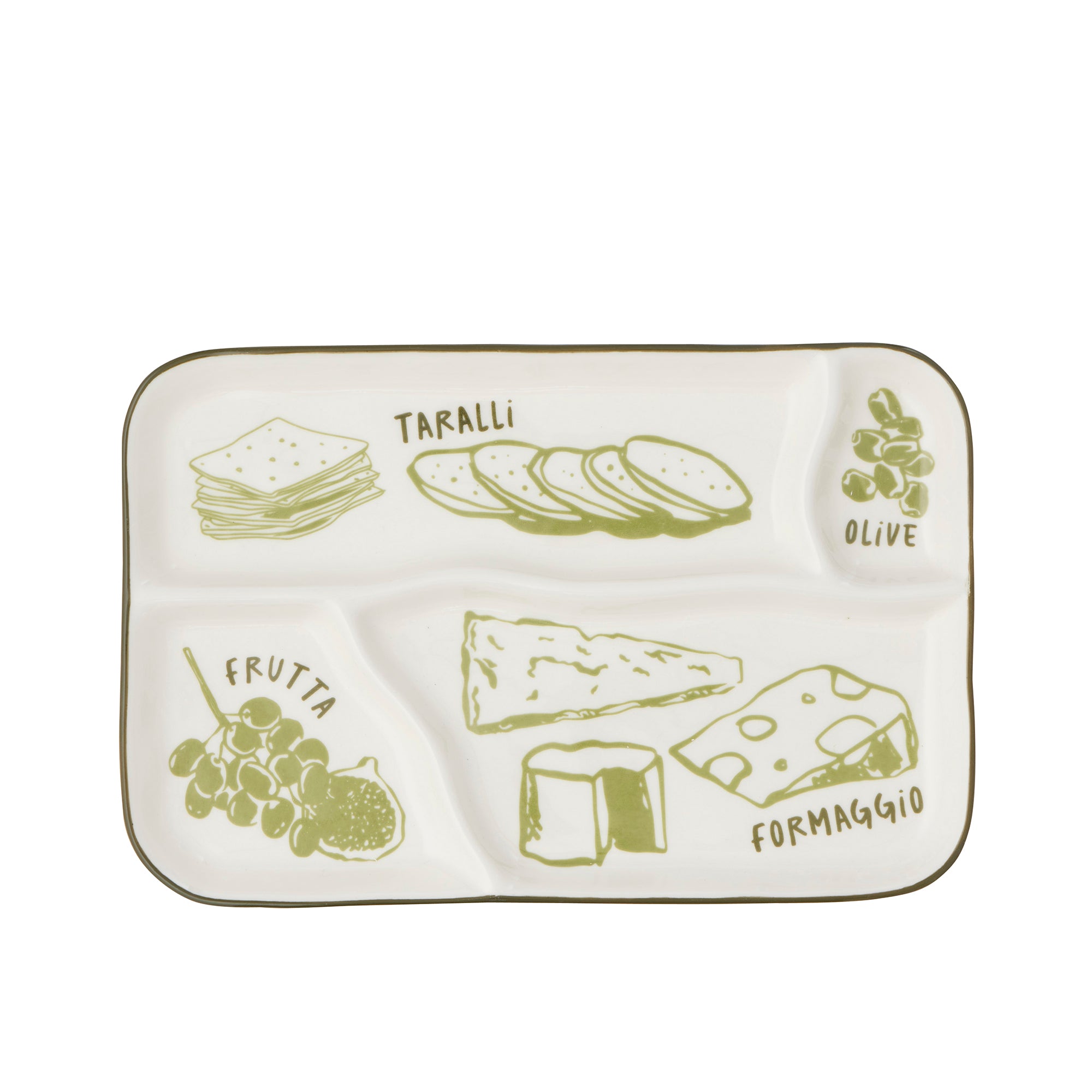 Deli Ceramic Divided Platter 24x16cm Green-Dining & Entertaining-Coast To Coast Home-The Bay Room